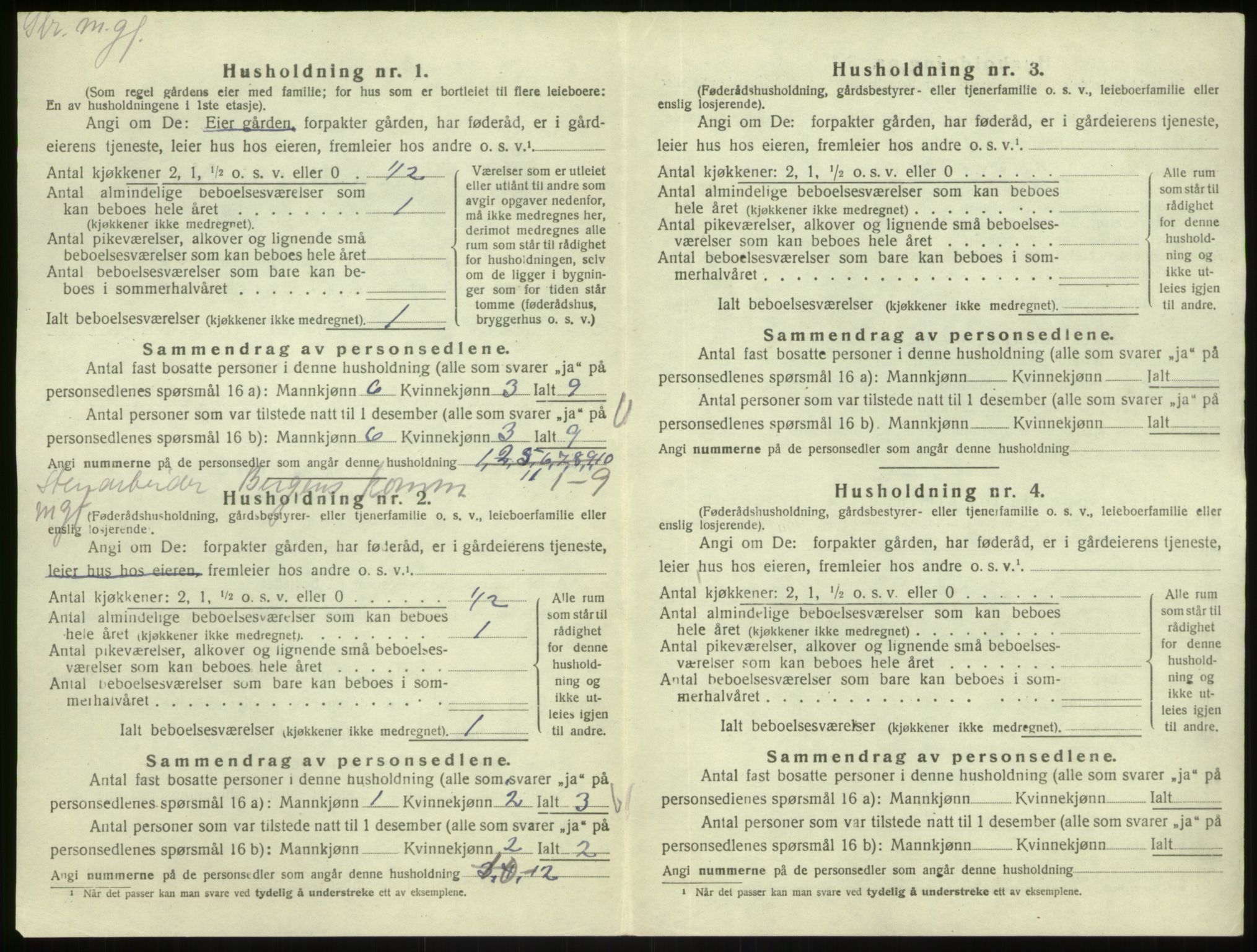 SAB, 1920 census for Austrheim, 1920, p. 588