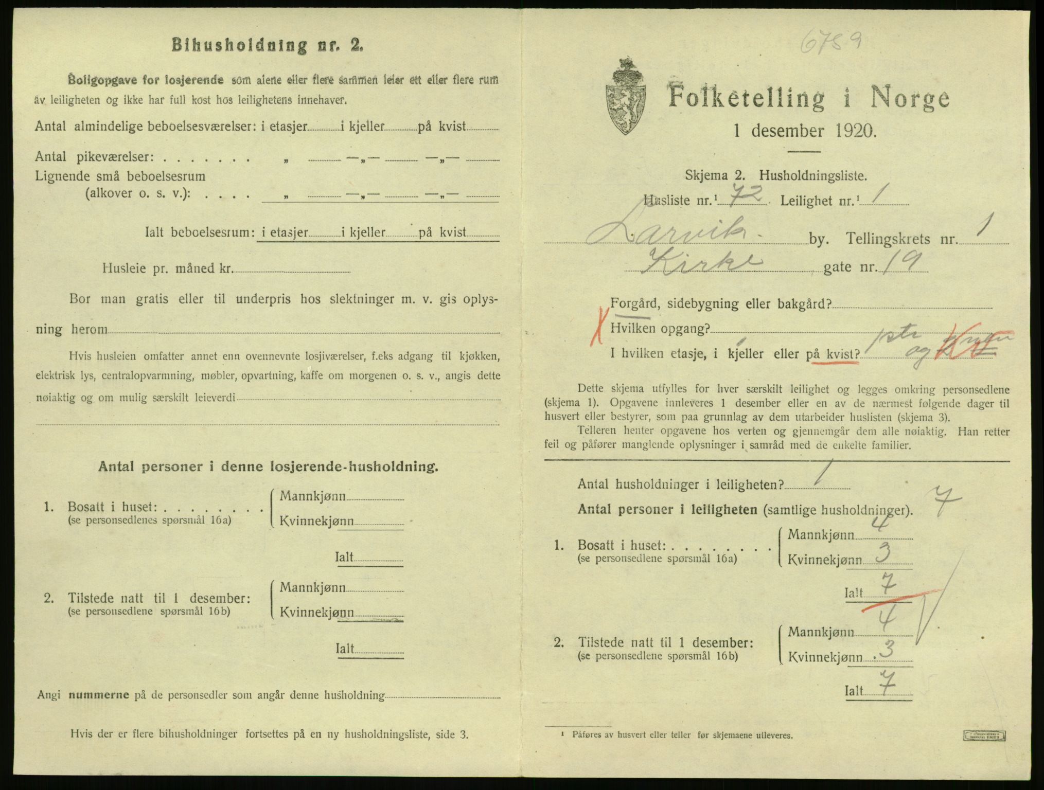 SAKO, 1920 census for Larvik, 1920, p. 3282