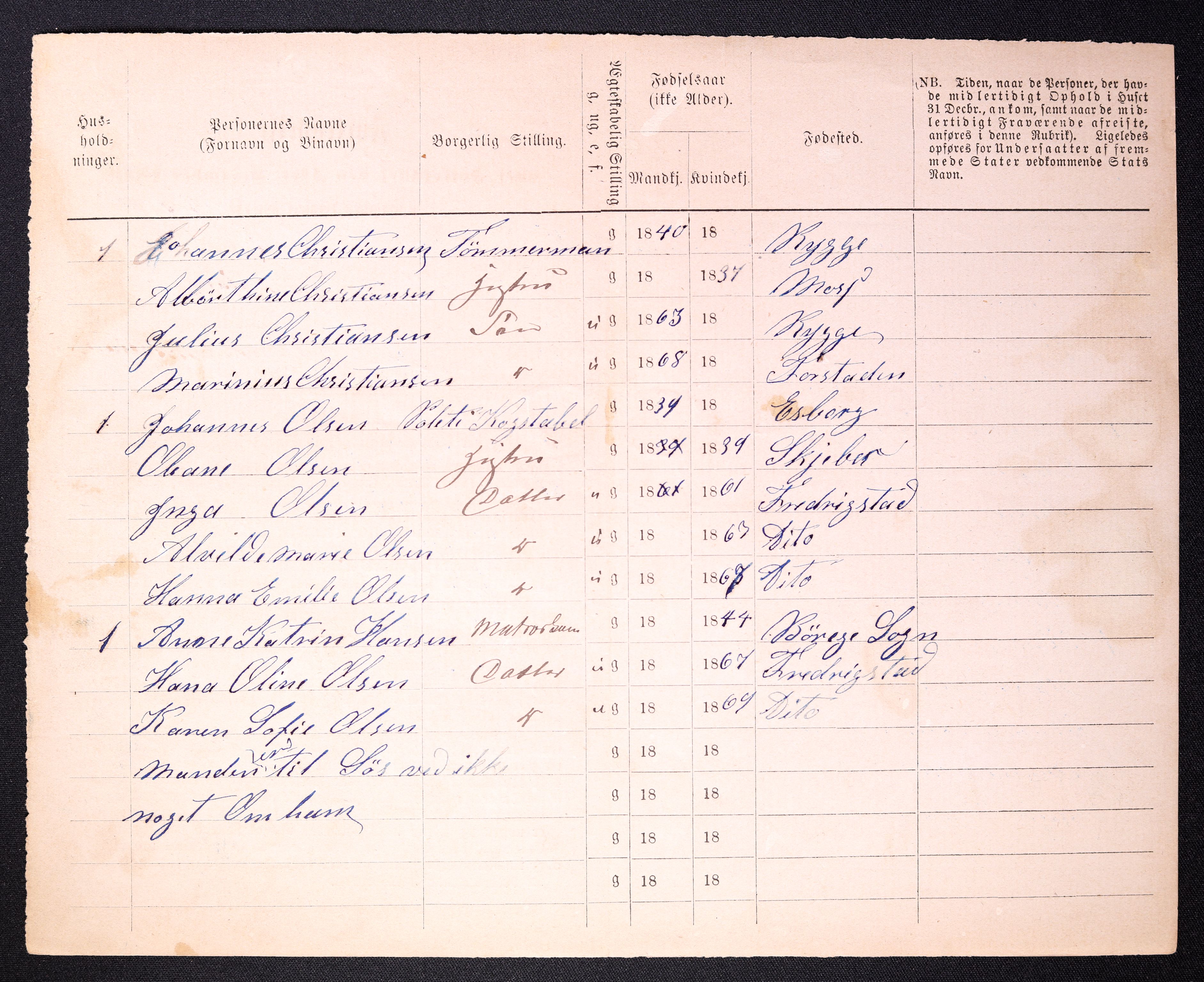 RA, 1870 census for 0103 Fredrikstad, 1870, p. 1090