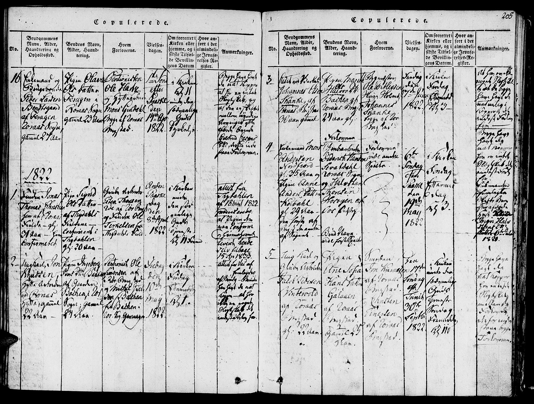 Ministerialprotokoller, klokkerbøker og fødselsregistre - Sør-Trøndelag, SAT/A-1456/681/L0929: Parish register (official) no. 681A07, 1817-1828, p. 205