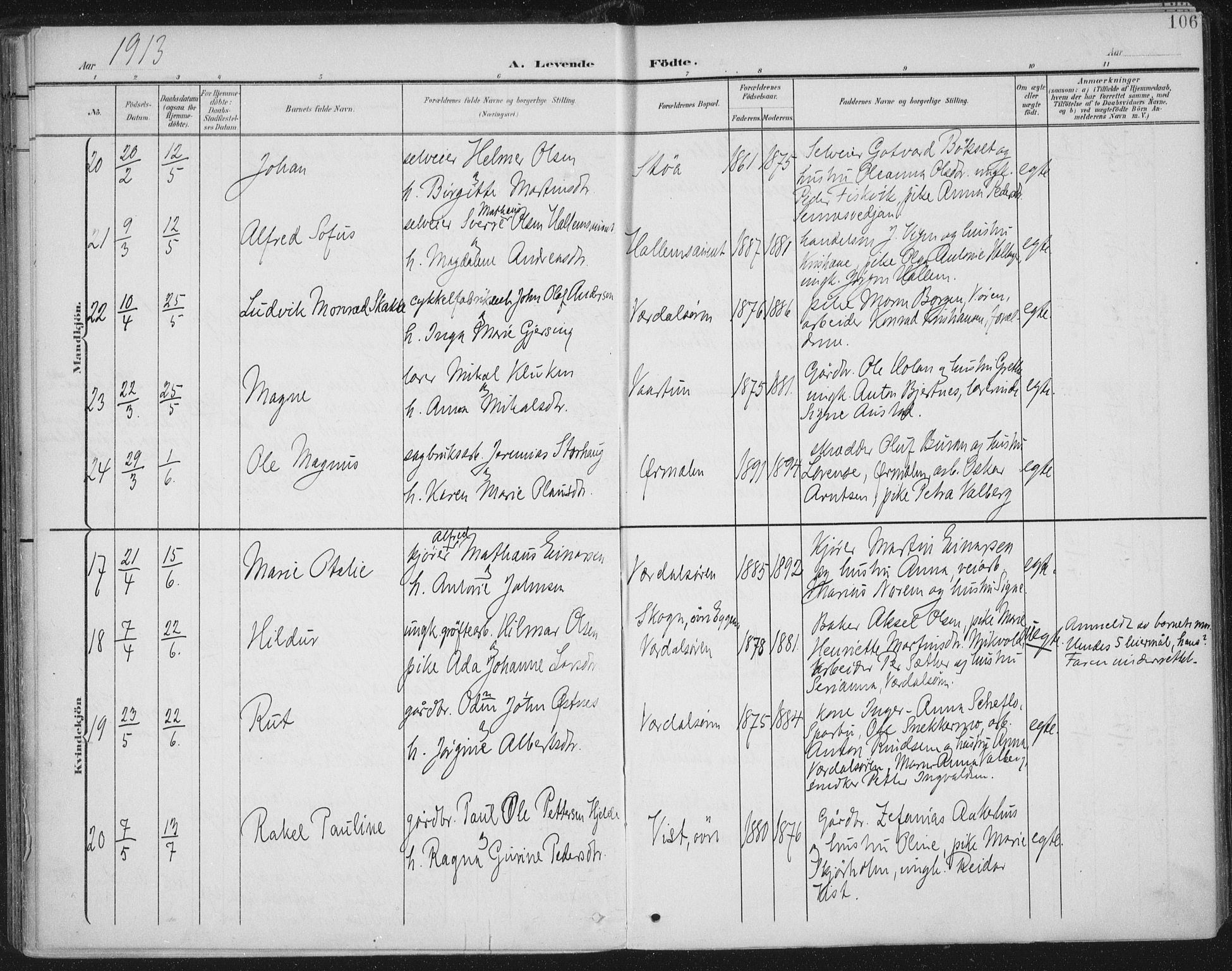 Ministerialprotokoller, klokkerbøker og fødselsregistre - Nord-Trøndelag, AV/SAT-A-1458/723/L0246: Parish register (official) no. 723A15, 1900-1917, p. 106