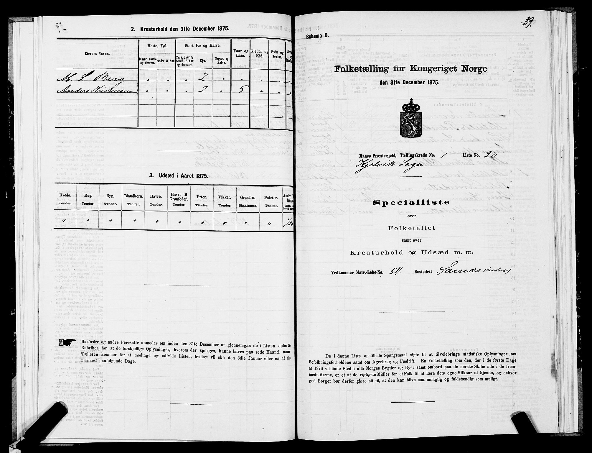 SATØ, 1875 census for 2018P Måsøy, 1875, p. 2039