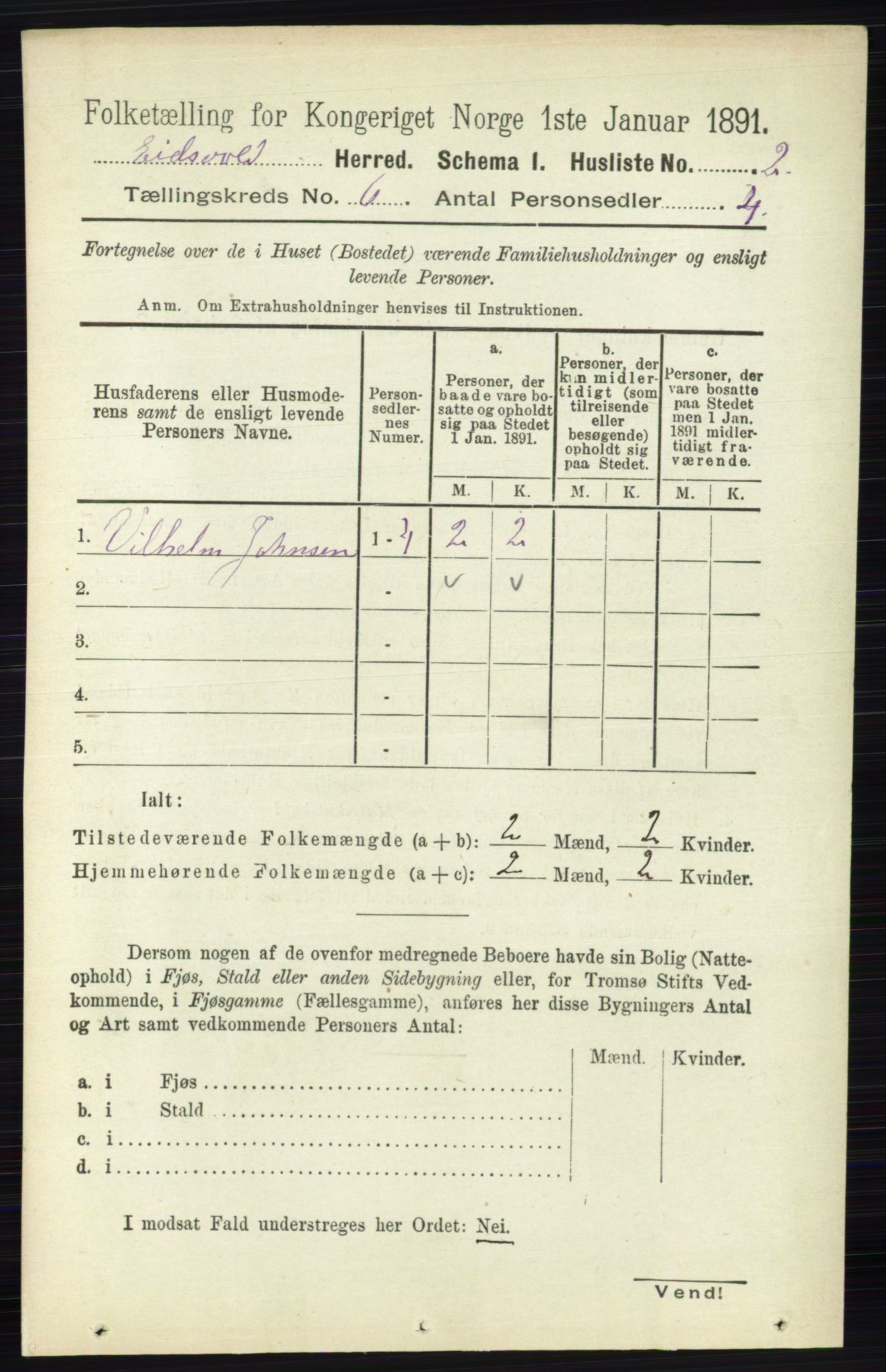 RA, 1891 census for 0237 Eidsvoll, 1891, p. 3660