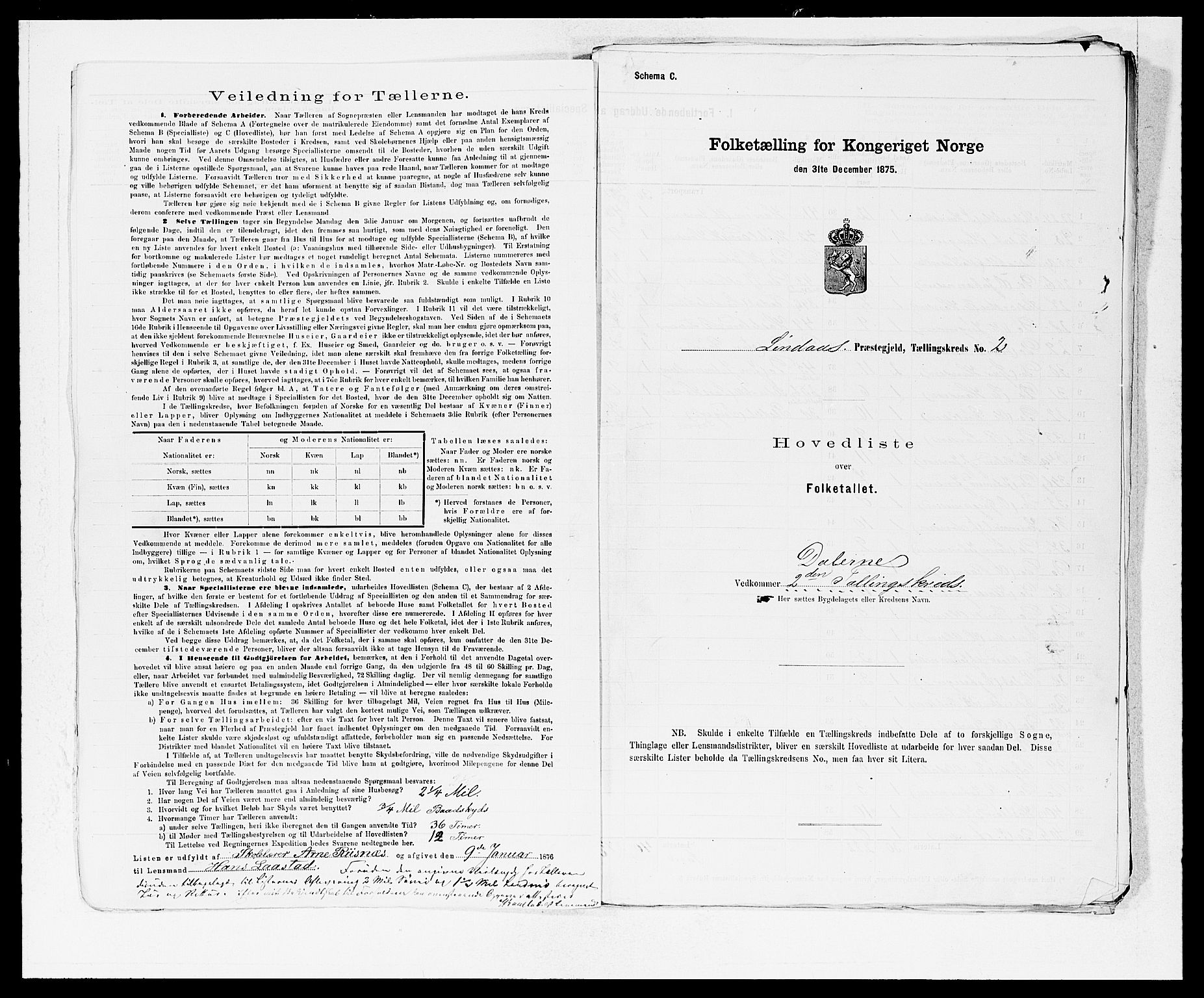 SAB, 1875 census for 1263P Lindås, 1875, p. 5