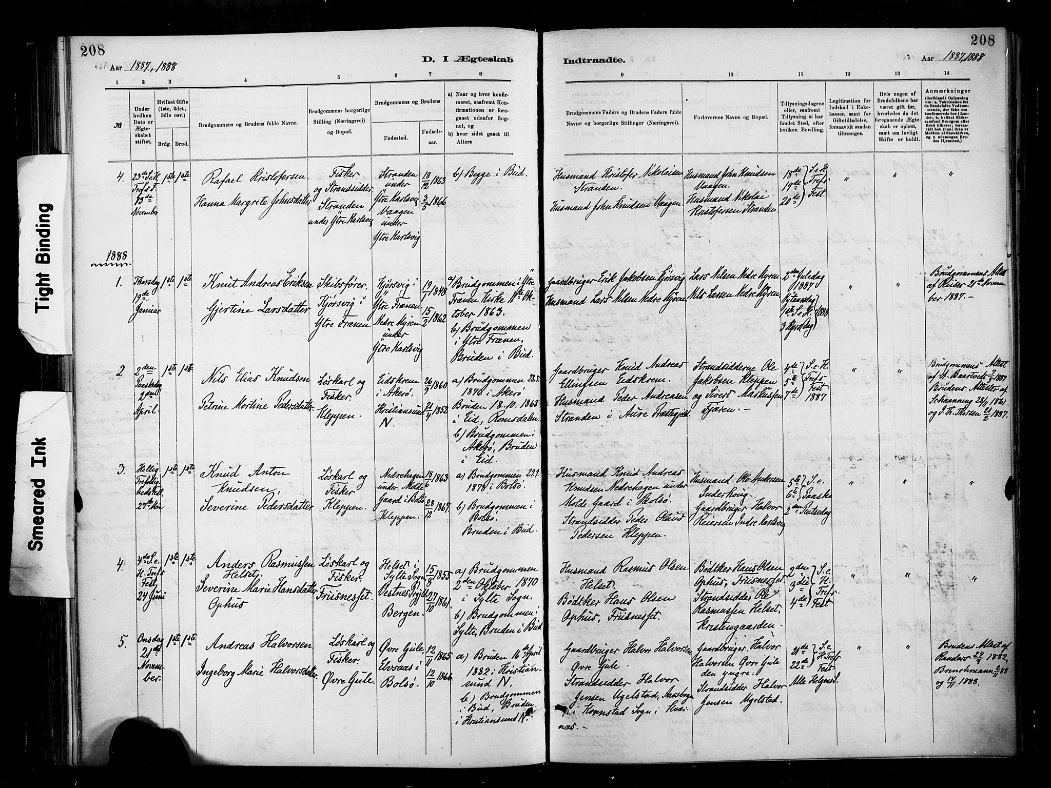 Ministerialprotokoller, klokkerbøker og fødselsregistre - Møre og Romsdal, AV/SAT-A-1454/566/L0769: Parish register (official) no. 566A08, 1881-1903, p. 208