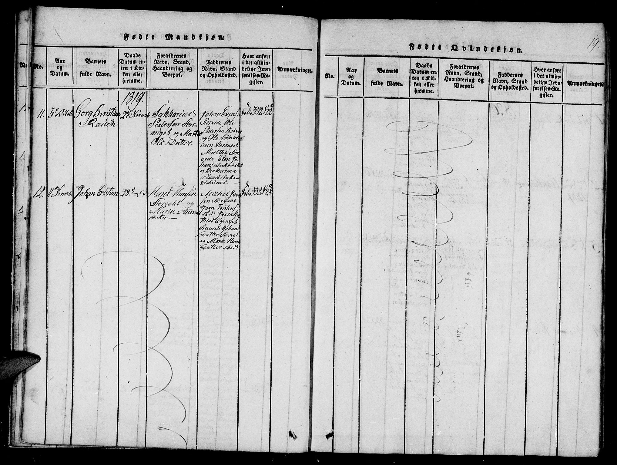 Ministerialprotokoller, klokkerbøker og fødselsregistre - Nord-Trøndelag, SAT/A-1458/784/L0667: Parish register (official) no. 784A03 /1, 1816-1829, p. 19