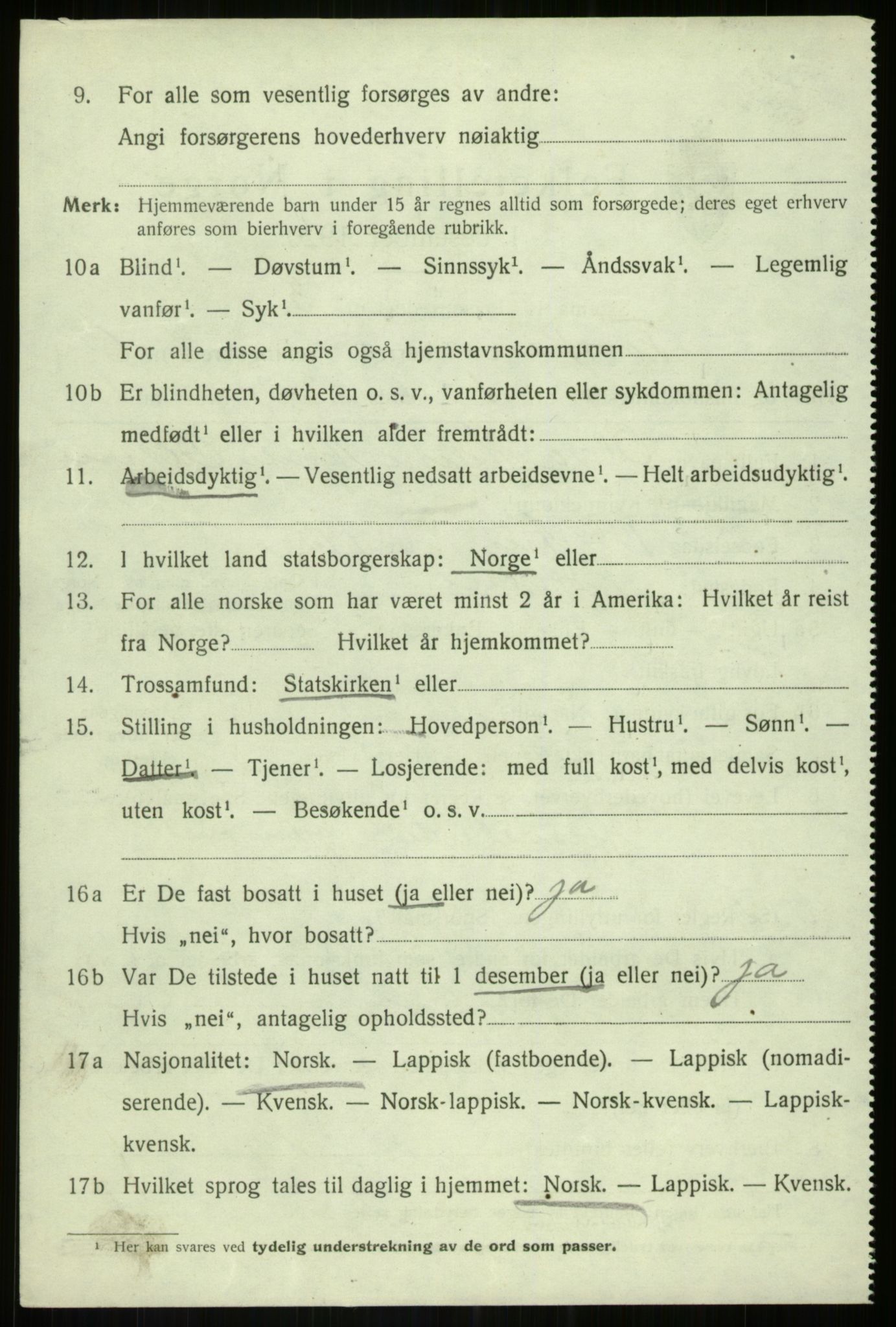 SATØ, 1920 census for Torsken, 1920, p. 2384