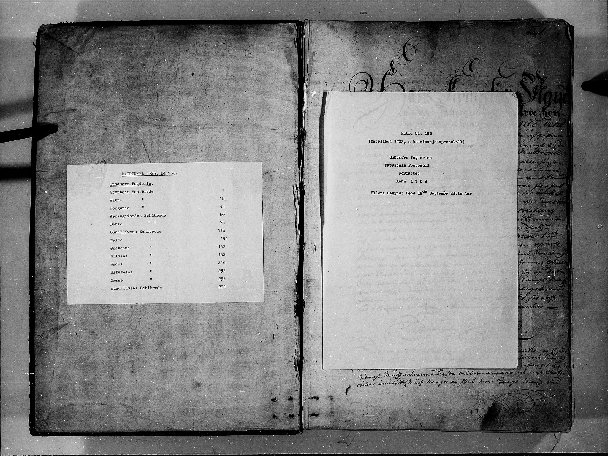 Rentekammeret inntil 1814, Realistisk ordnet avdeling, RA/EA-4070/N/Nb/Nbf/L0150: Sunnmøre eksaminasjonsprotokoll, 1724, p. 1