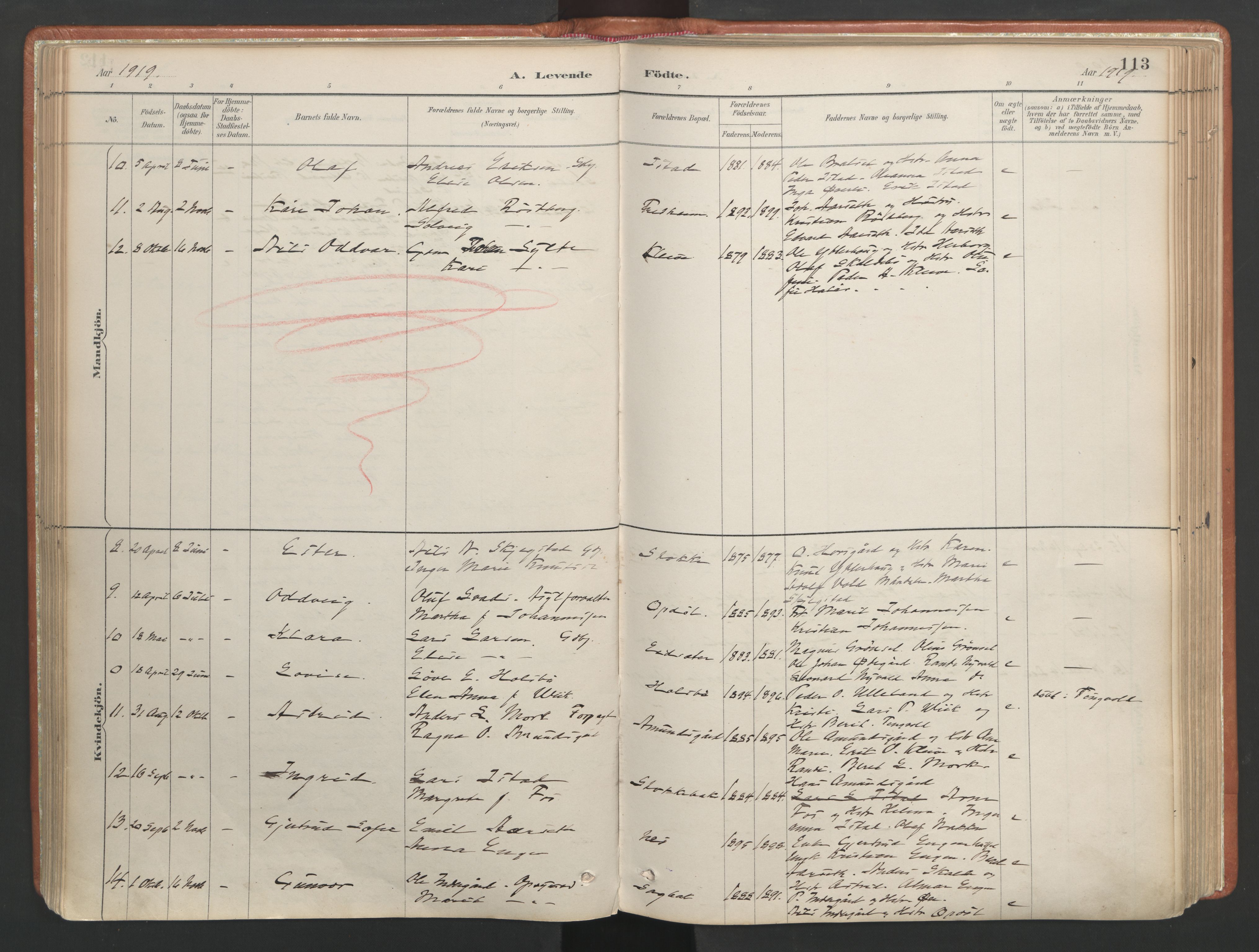 Ministerialprotokoller, klokkerbøker og fødselsregistre - Møre og Romsdal, AV/SAT-A-1454/557/L0682: Parish register (official) no. 557A04, 1887-1970, p. 113