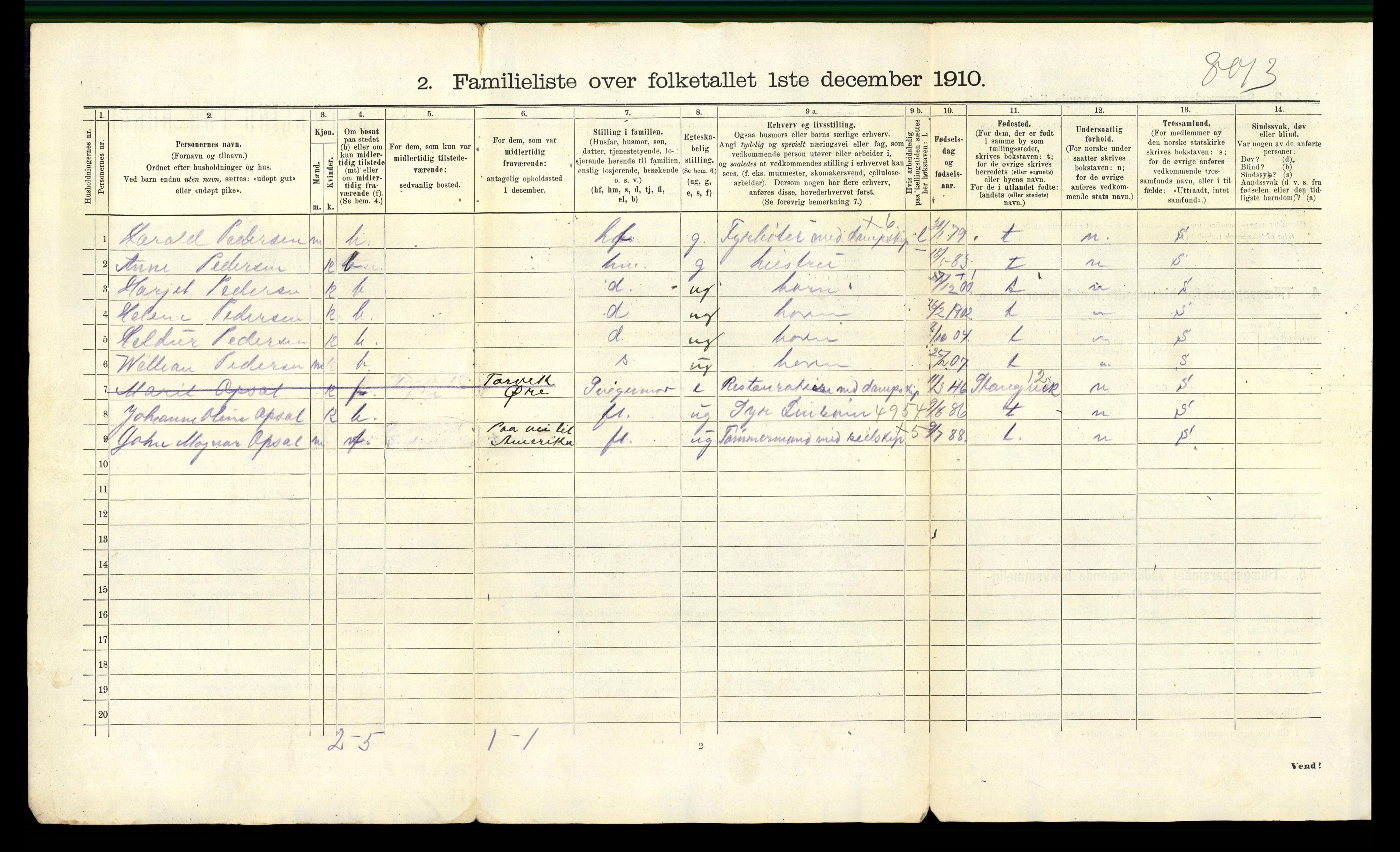 RA, 1910 census for Kristiansund, 1910, p. 982