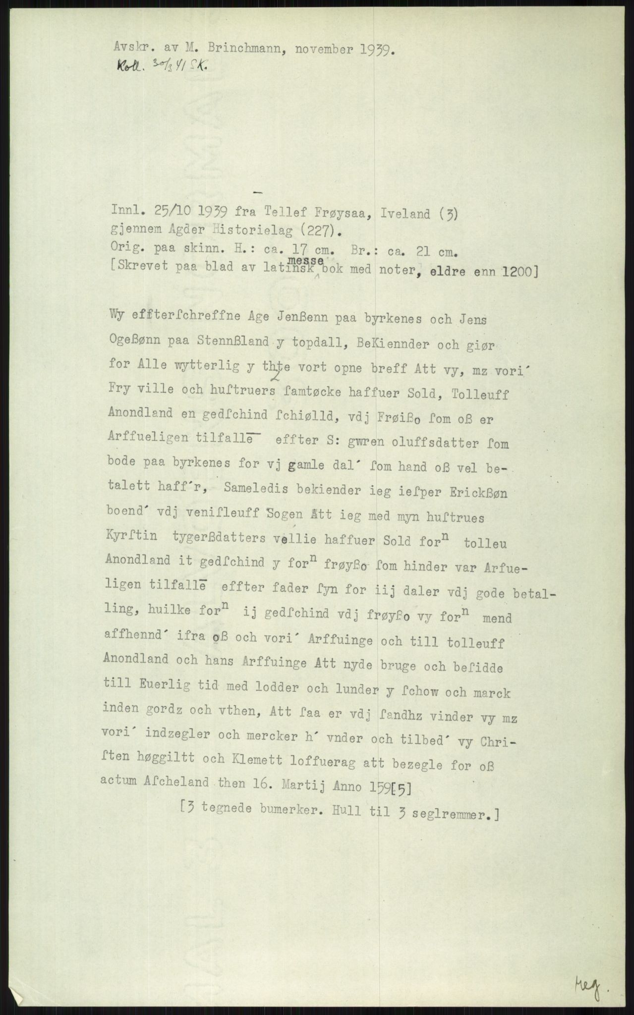 Samlinger til kildeutgivelse, Diplomavskriftsamlingen, RA/EA-4053/H/Ha, p. 2246