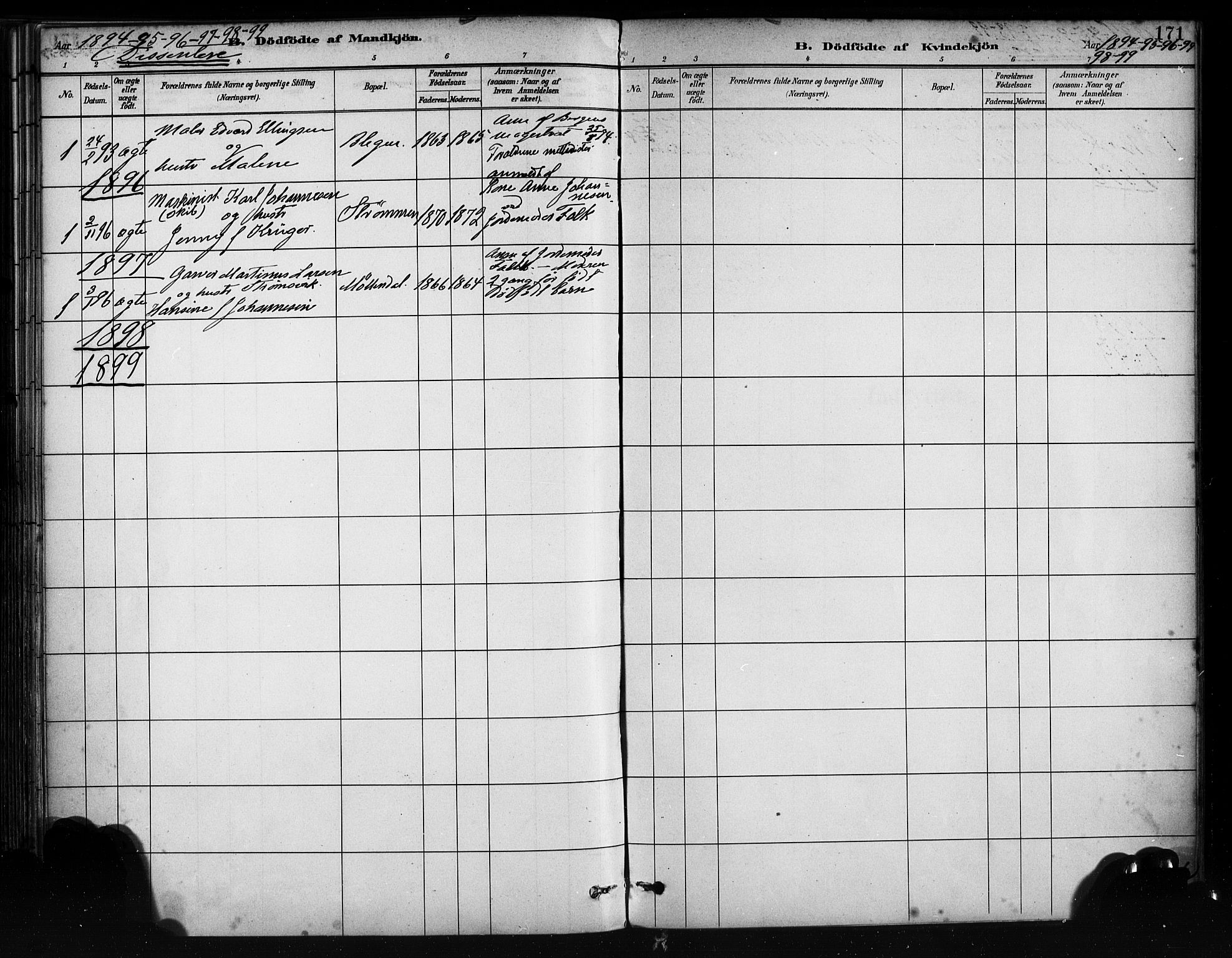 Årstad Sokneprestembete, AV/SAB-A-79301/H/Haa/L0001: Parish register (official) no. A 1, 1886-1901, p. 171