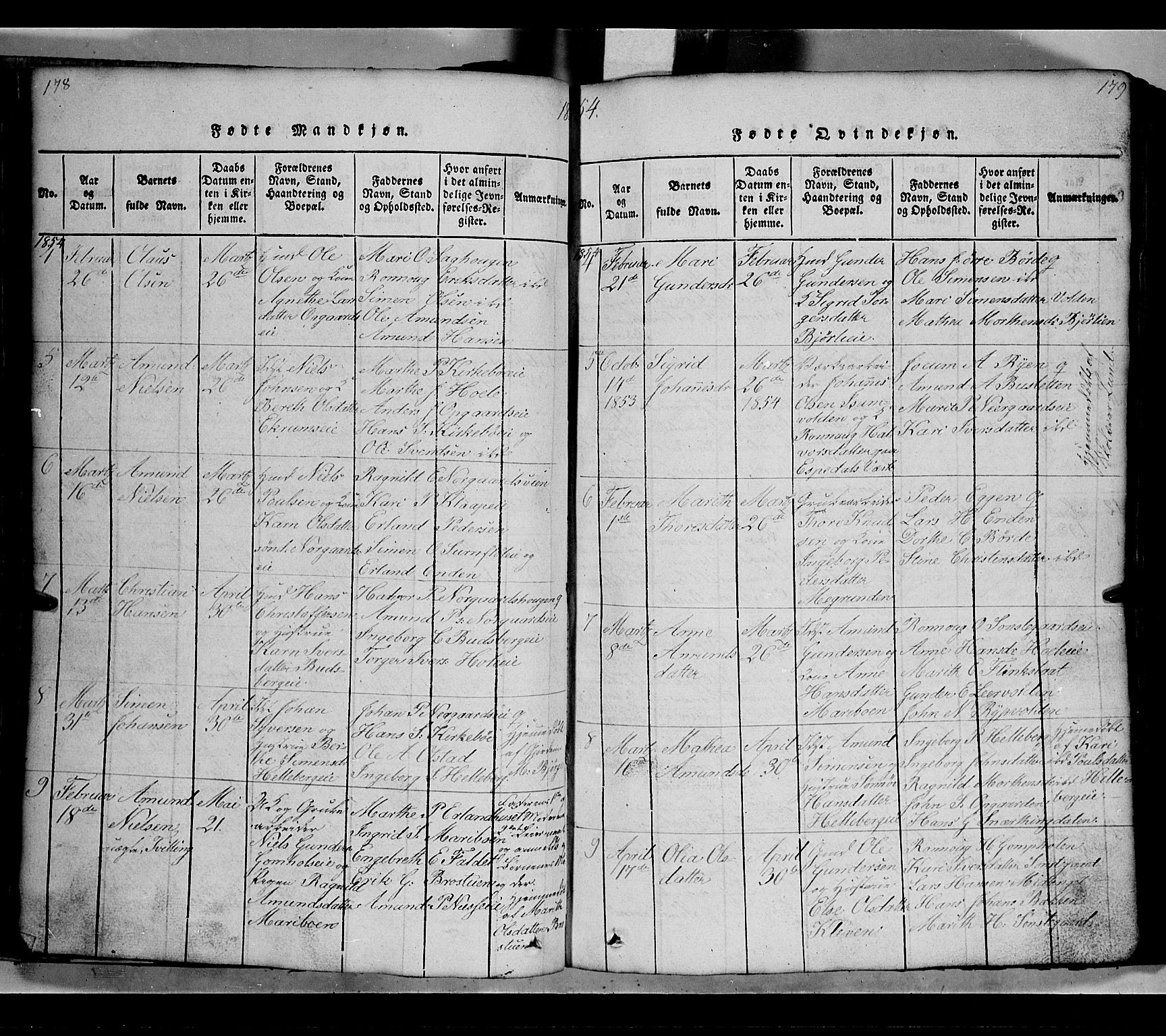 Gausdal prestekontor, SAH/PREST-090/H/Ha/Hab/L0002: Parish register (copy) no. 2, 1818-1874, p. 178-179