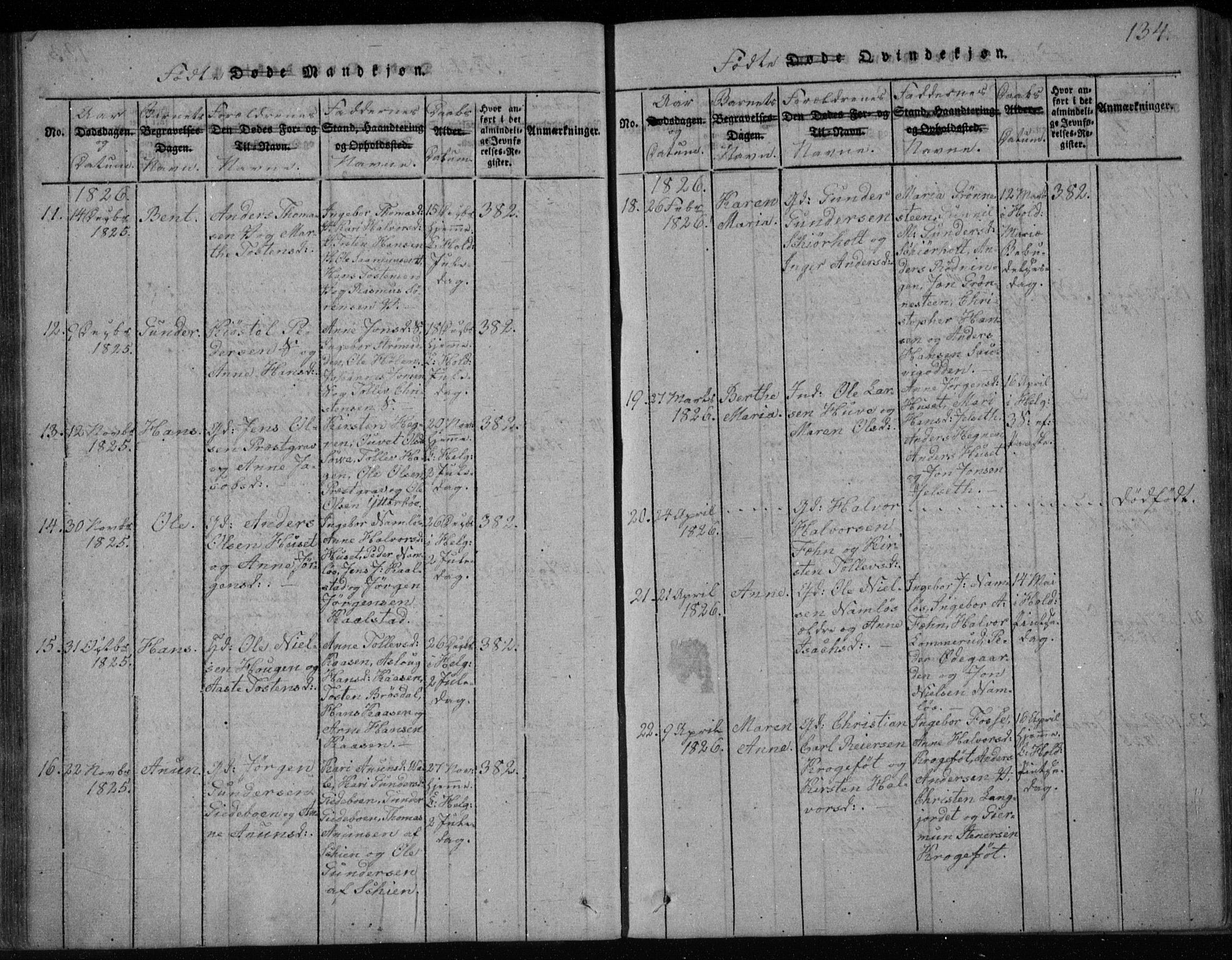 Holla kirkebøker, SAKO/A-272/F/Fa/L0003: Parish register (official) no. 3, 1815-1830, p. 134