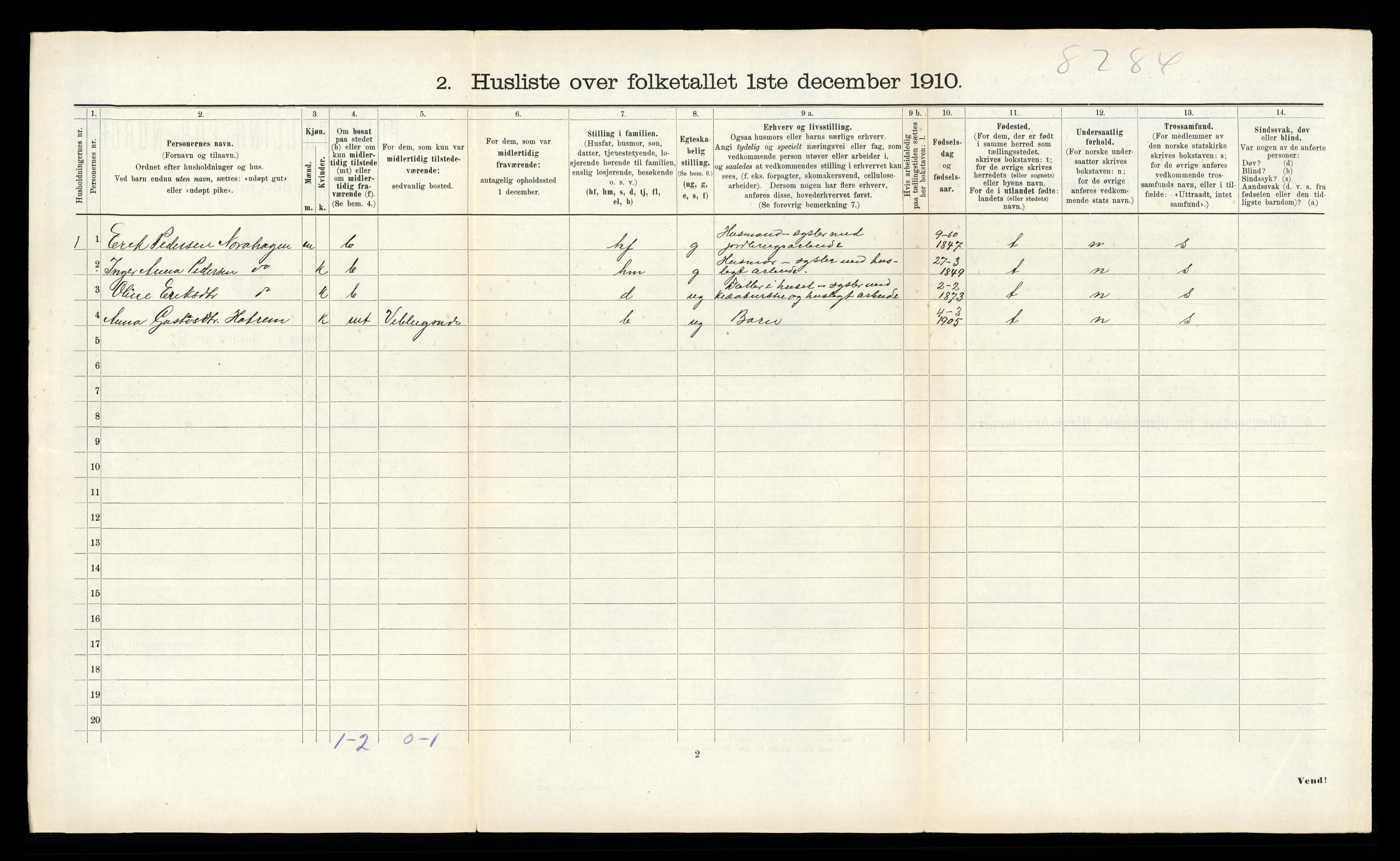 RA, 1910 census for Grytten, 1910, p. 257