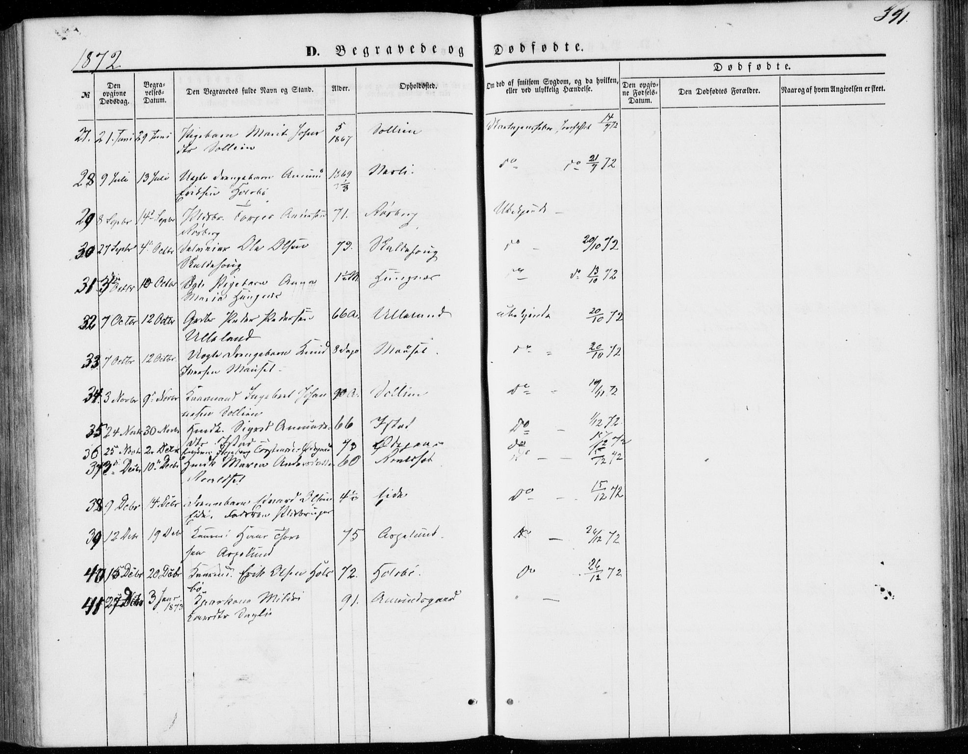 Ministerialprotokoller, klokkerbøker og fødselsregistre - Møre og Romsdal, AV/SAT-A-1454/557/L0681: Parish register (official) no. 557A03, 1869-1886, p. 391