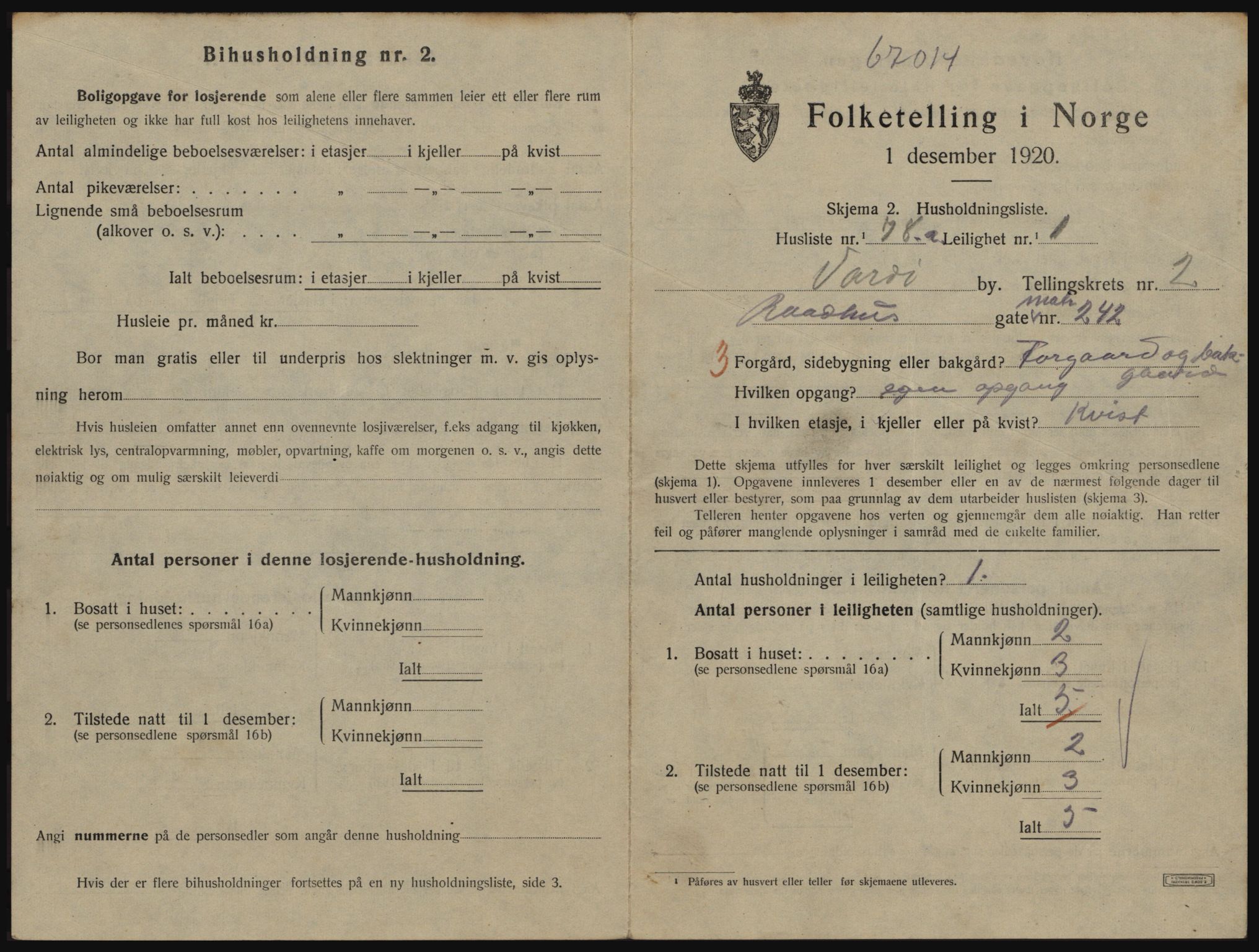 SATØ, 1920 census for Vardø, 1920, p. 2077