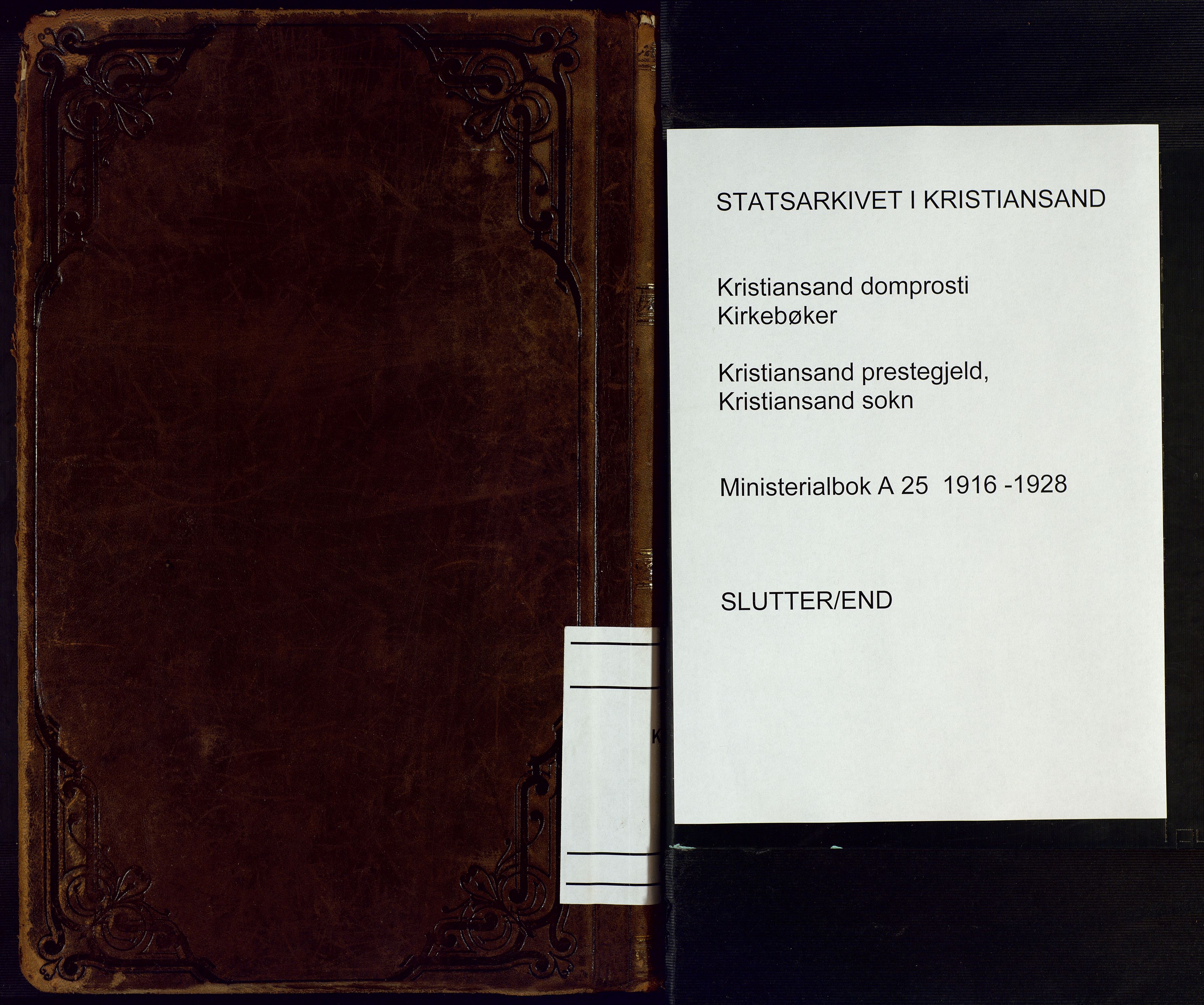 Kristiansand domprosti, SAK/1112-0006/F/Fa/L0026: Parish register (official) no. A 25, 1916-1928