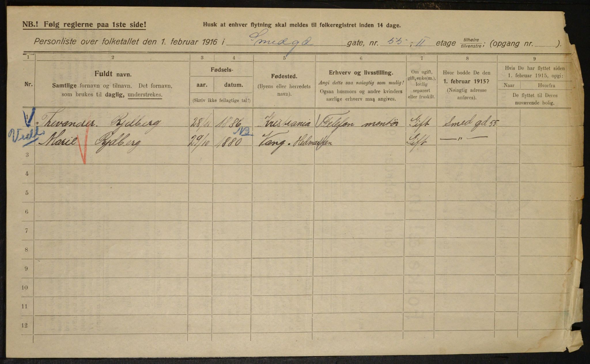 OBA, Municipal Census 1916 for Kristiania, 1916, p. 100153