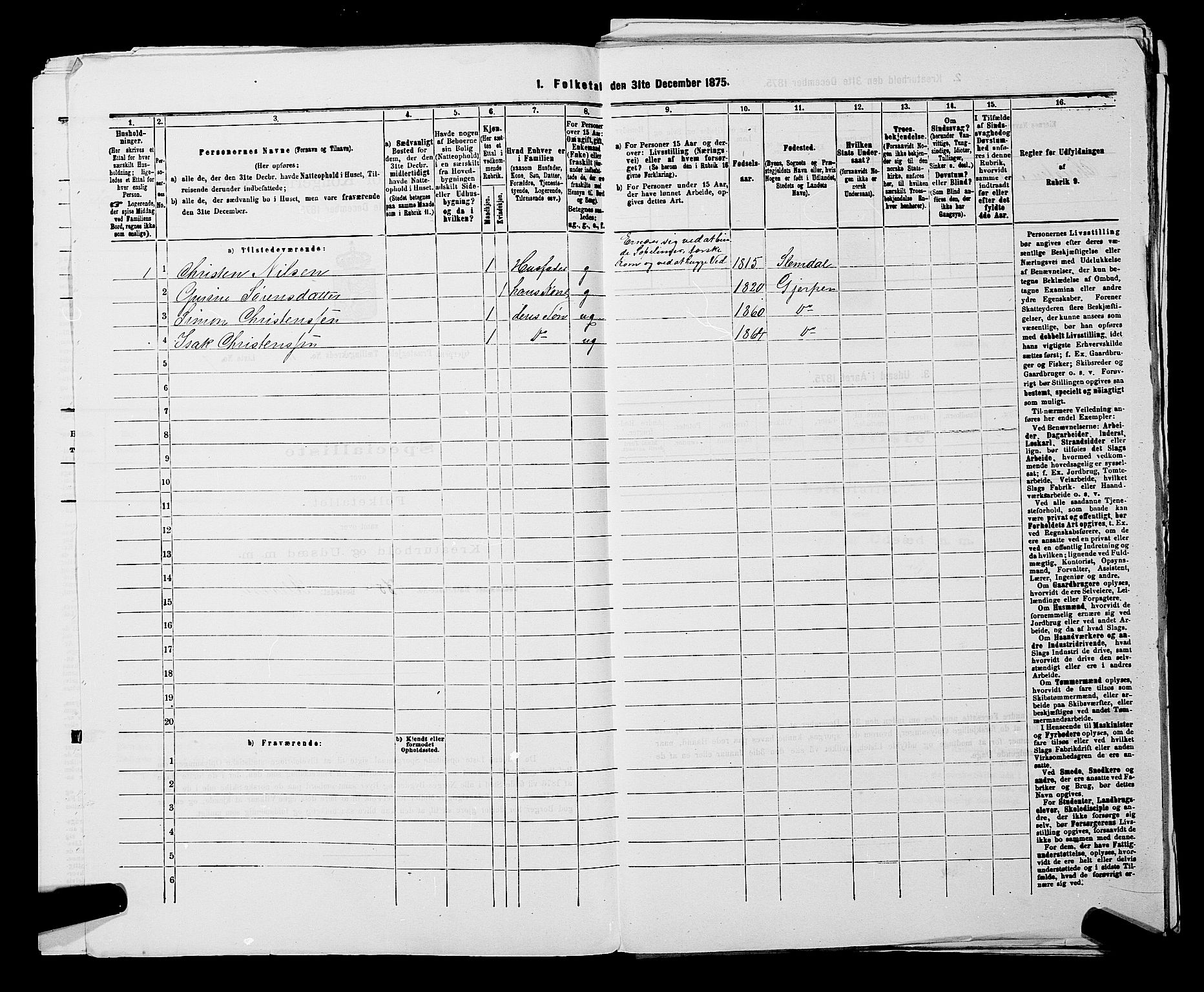 SAKO, 1875 census for 0812P Gjerpen, 1875, p. 1645