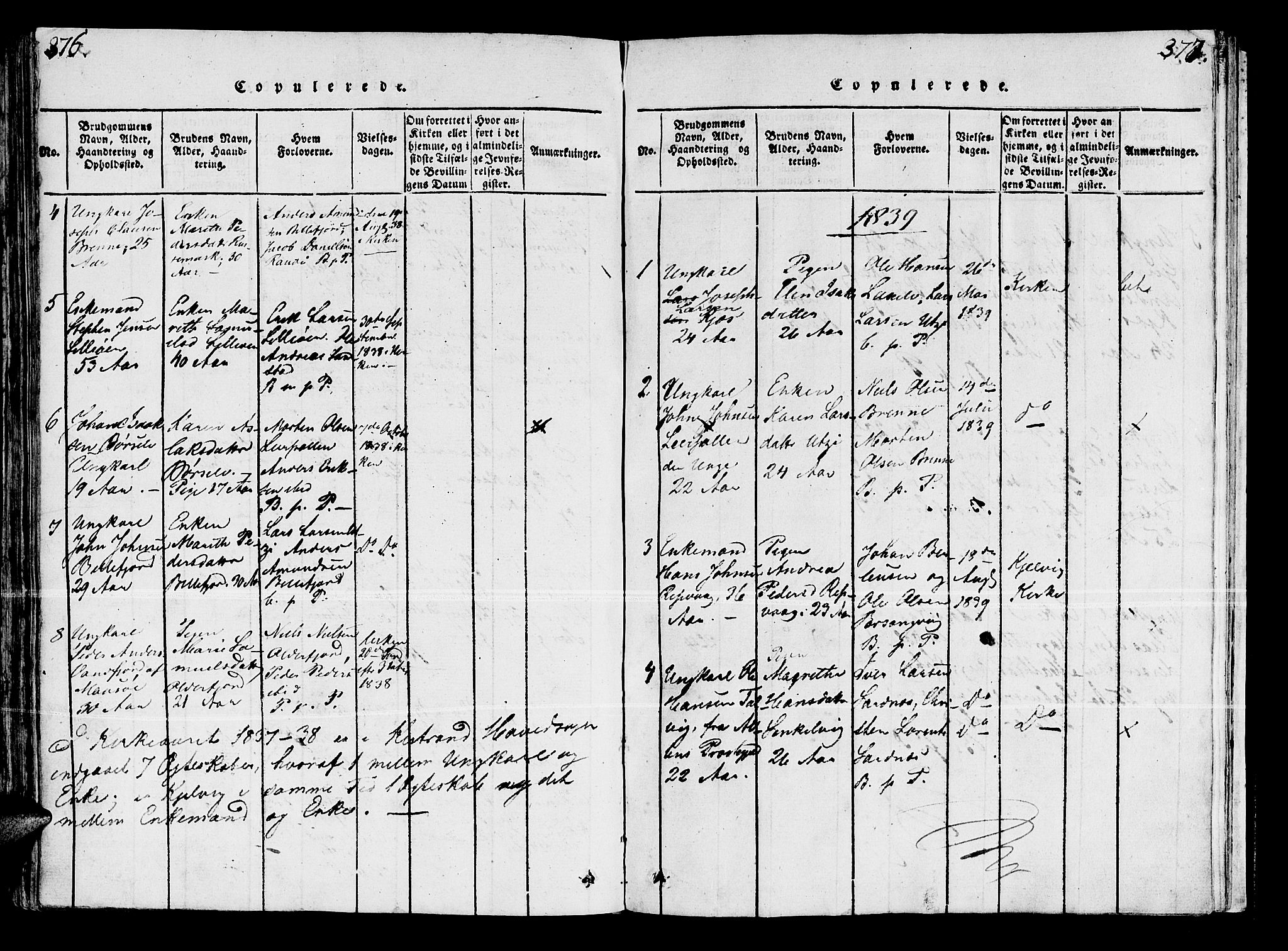 Kistrand/Porsanger sokneprestembete, SATØ/S-1351/H/Ha/L0003.kirke: Parish register (official) no. 3, 1825-1842, p. 376-377