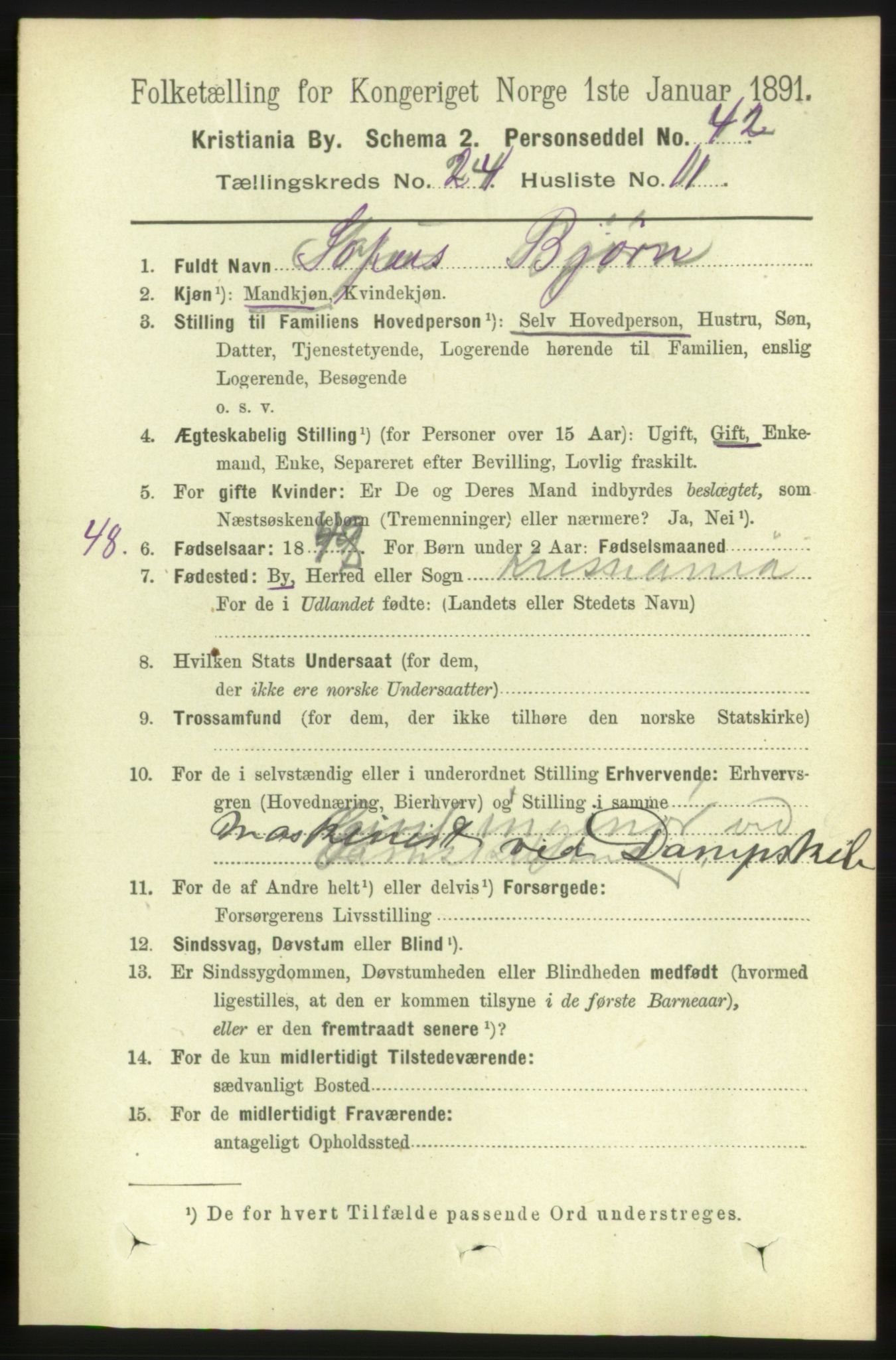 RA, 1891 census for 0301 Kristiania, 1891, p. 11750