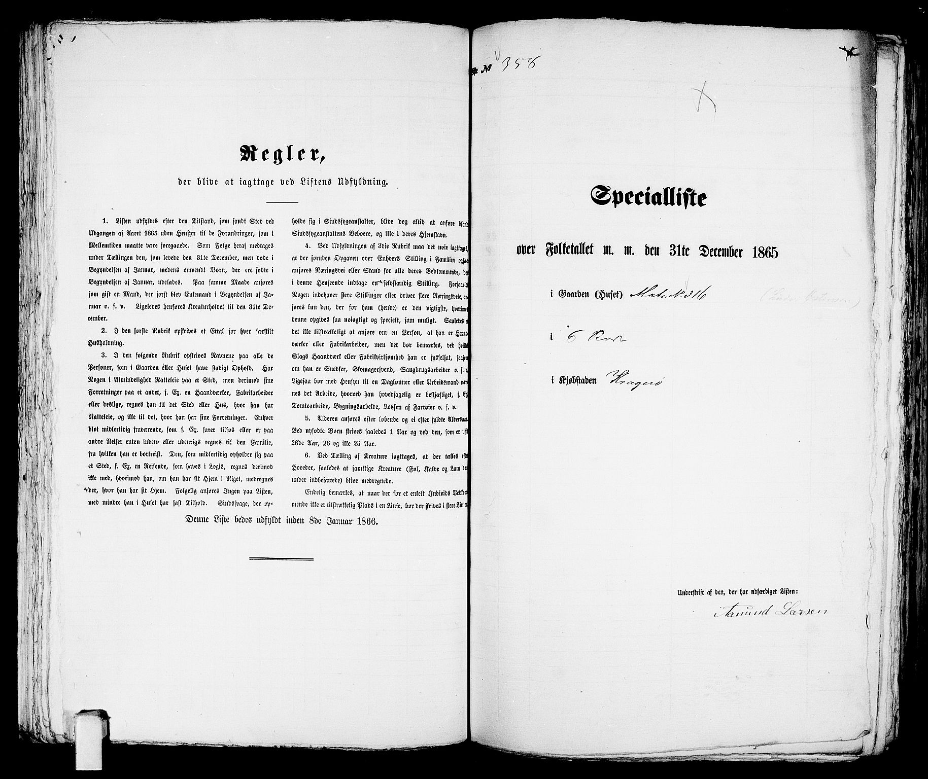 RA, 1865 census for Kragerø/Kragerø, 1865, p. 731