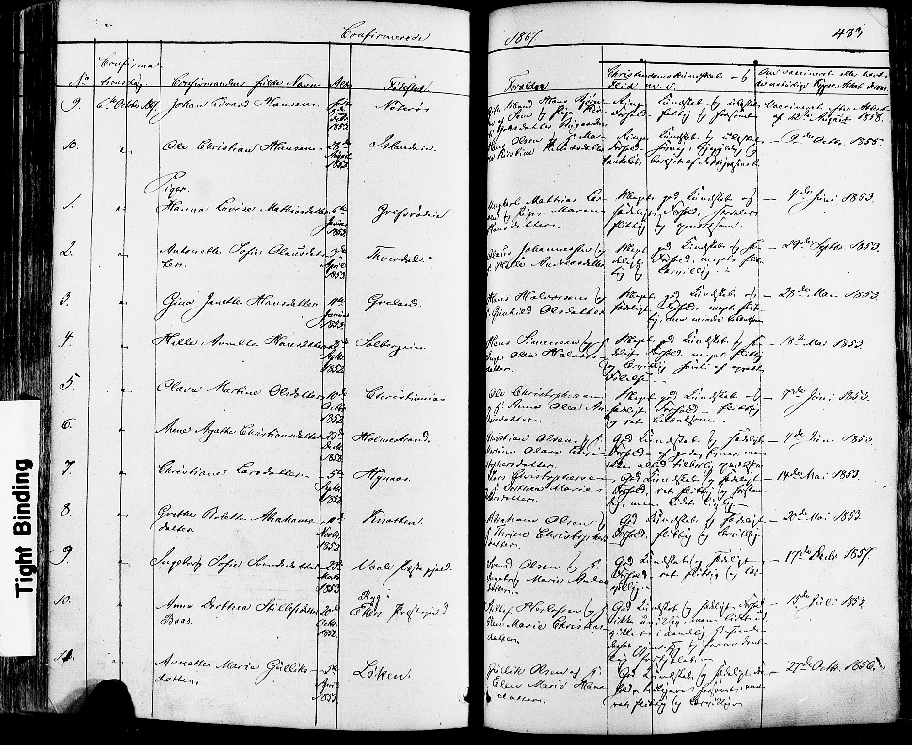 Botne kirkebøker, AV/SAKO-A-340/F/Fa/L0006: Parish register (official) no. I 6, 1836-1877, p. 483