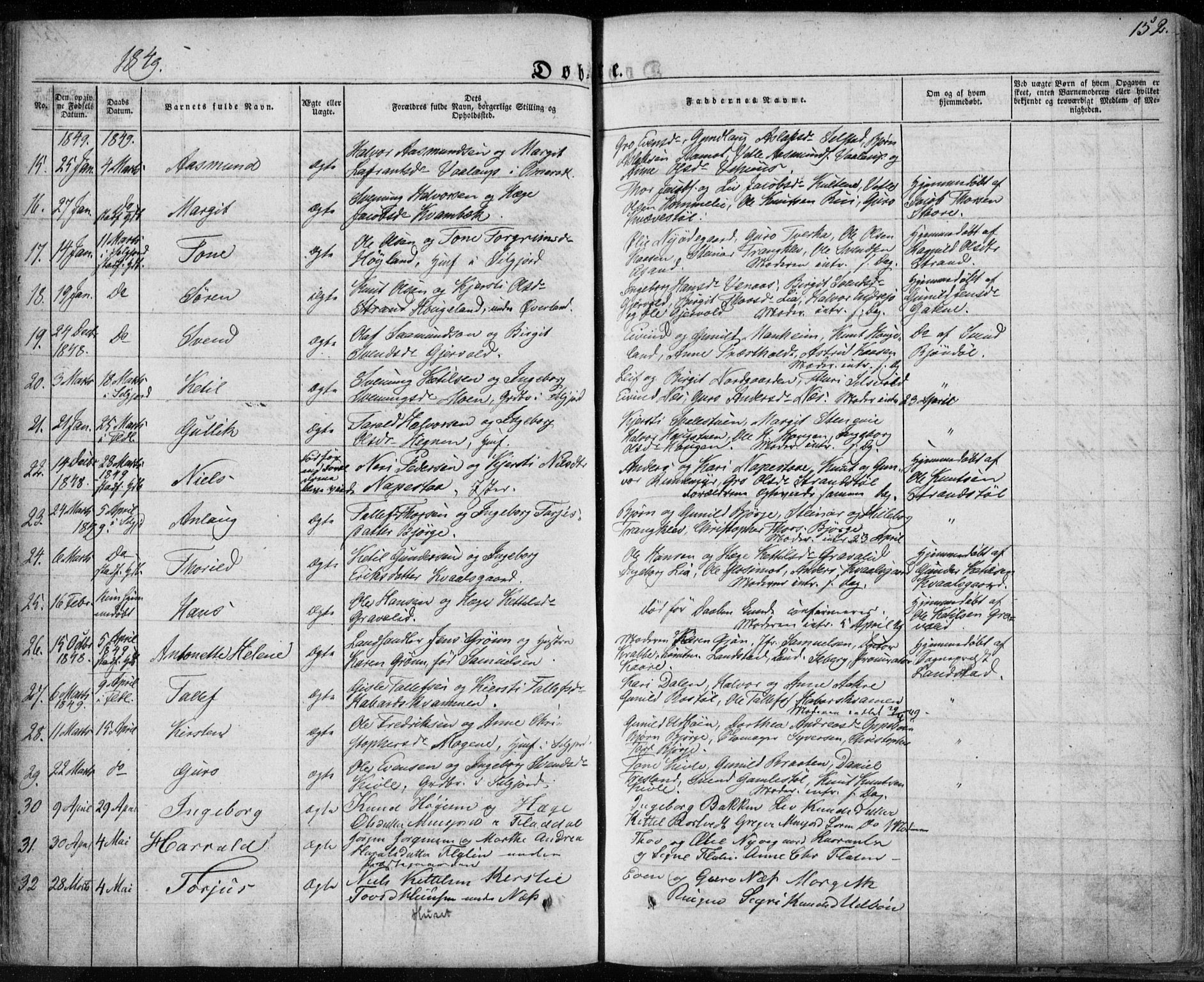 Seljord kirkebøker, SAKO/A-20/F/Fa/L0011: Parish register (official) no. I 11, 1831-1849, p. 152