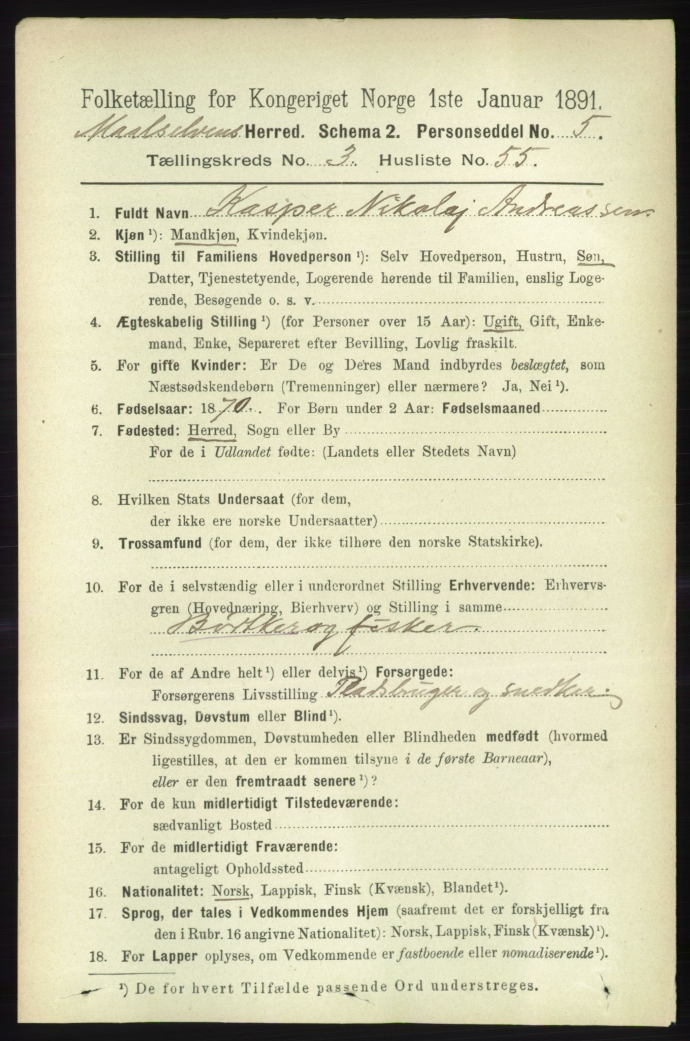 RA, 1891 census for 1924 Målselv, 1891, p. 978