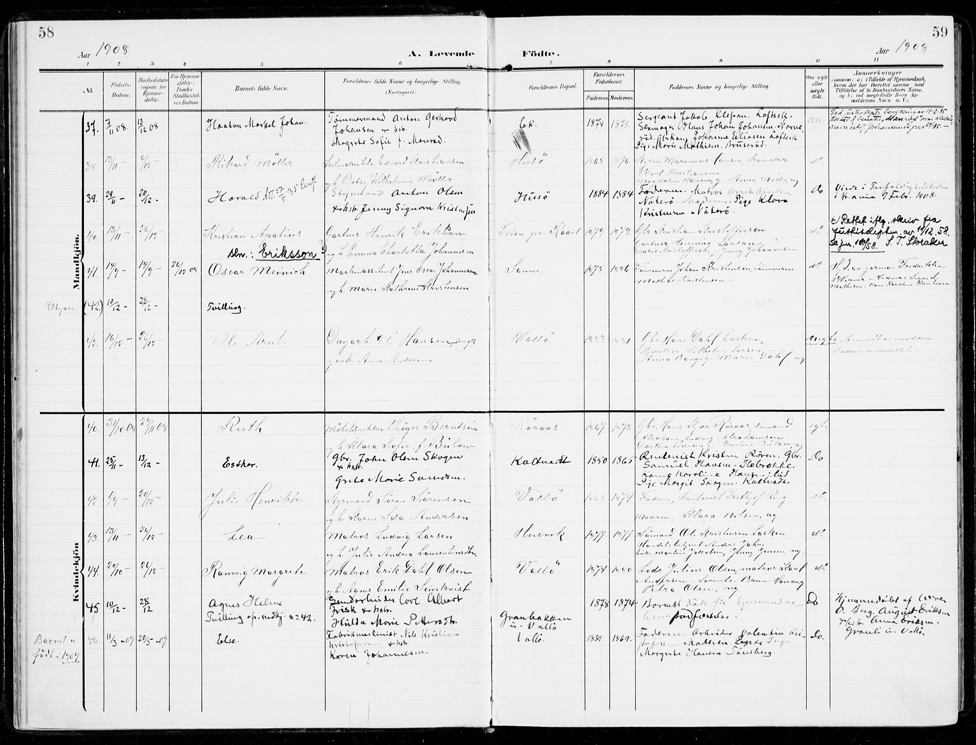 Sem kirkebøker, SAKO/A-5/F/Fb/L0006: Parish register (official) no. II 6, 1905-1918, p. 58-59