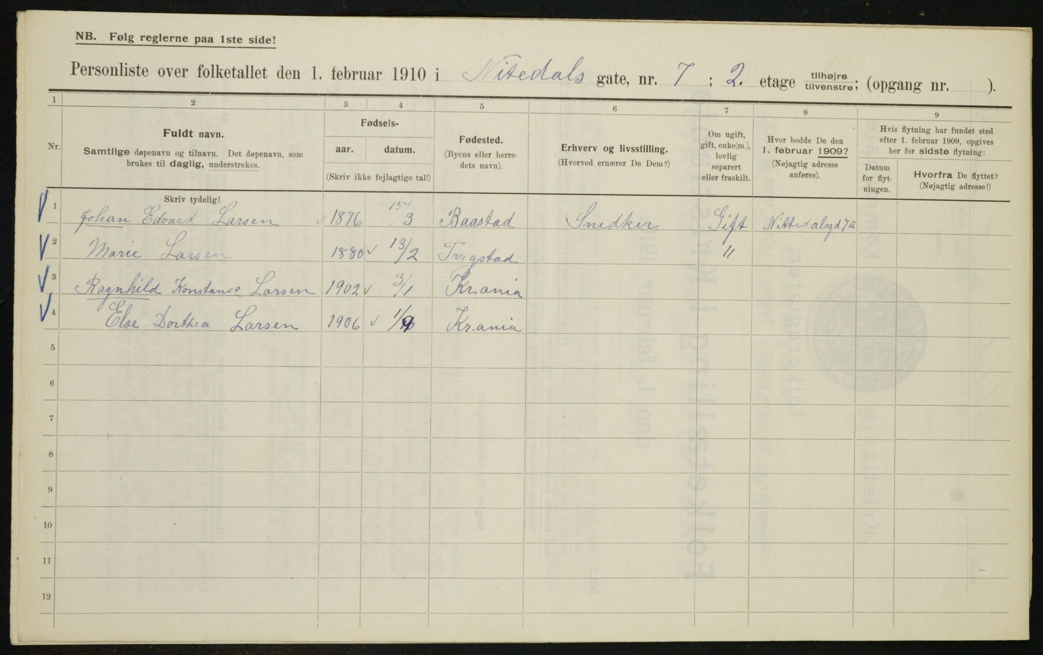 OBA, Municipal Census 1910 for Kristiania, 1910, p. 68797