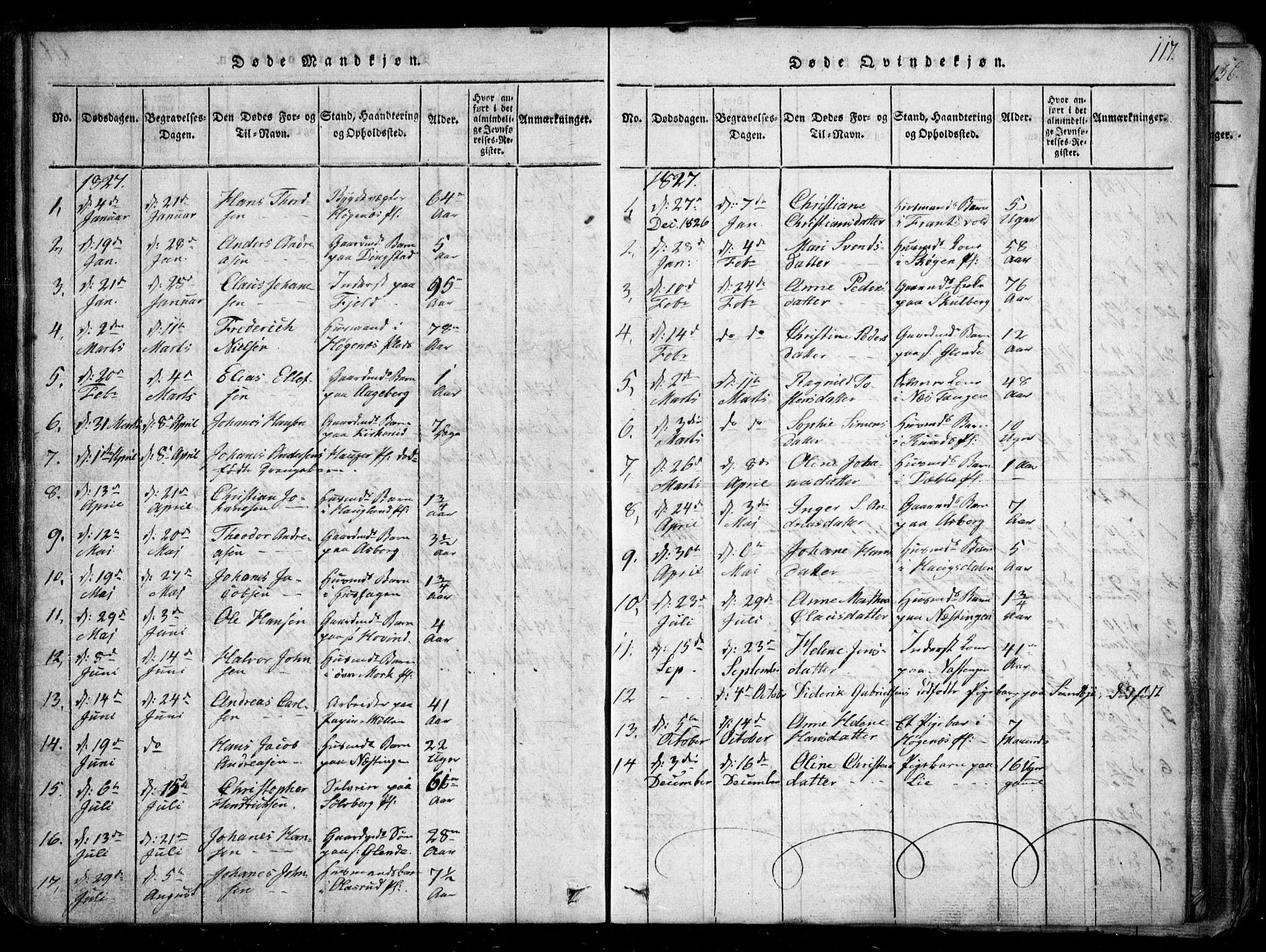 Spydeberg prestekontor Kirkebøker, AV/SAO-A-10924/G/Ga/L0001: Parish register (copy) no. I 1, 1814-1868, p. 117