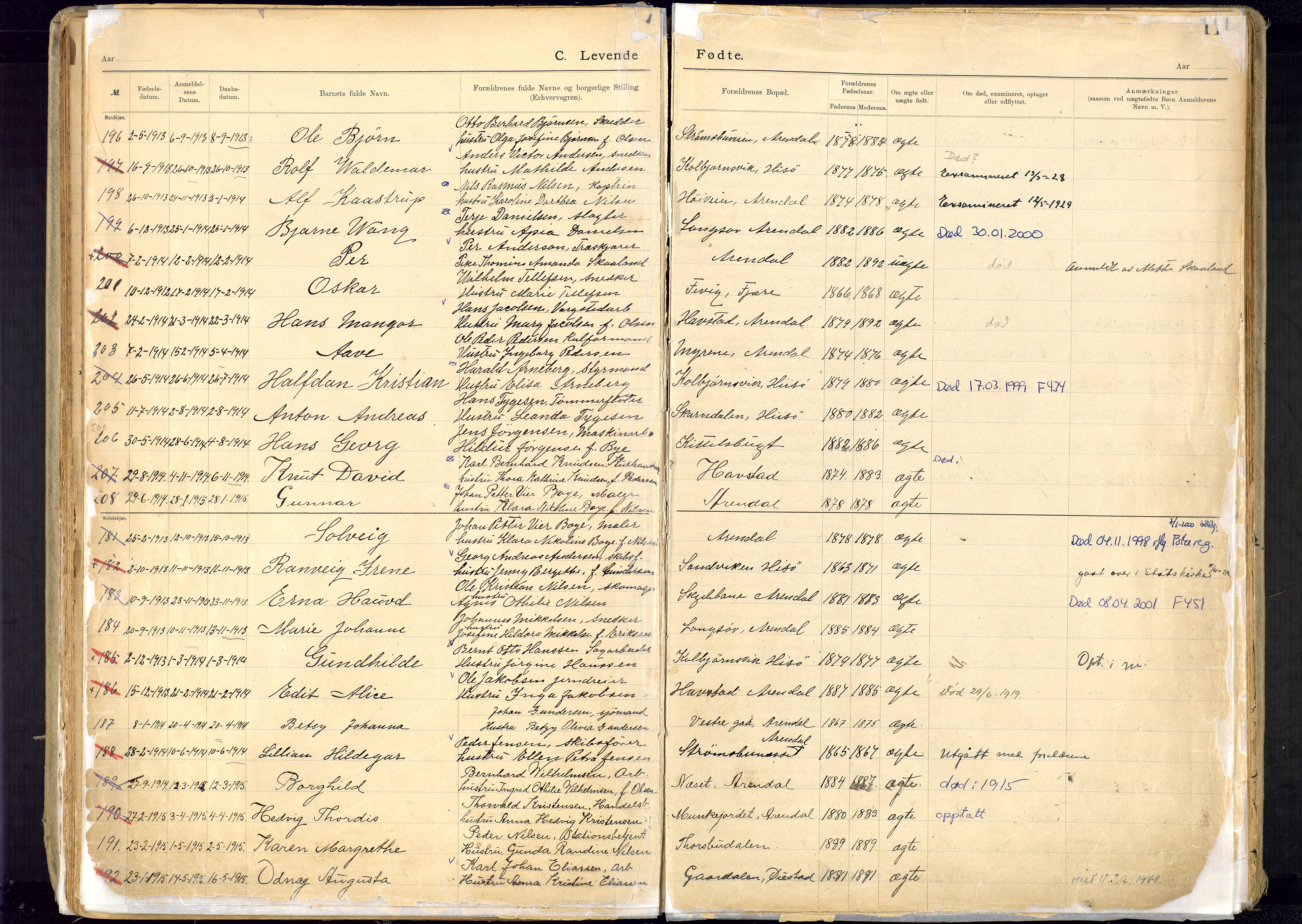 Metodistmenigheten, Arendal, AV/SAK-1292-0011/F/Fa/L0005: Dissenter register no. 5, 1892-1942, p. 110