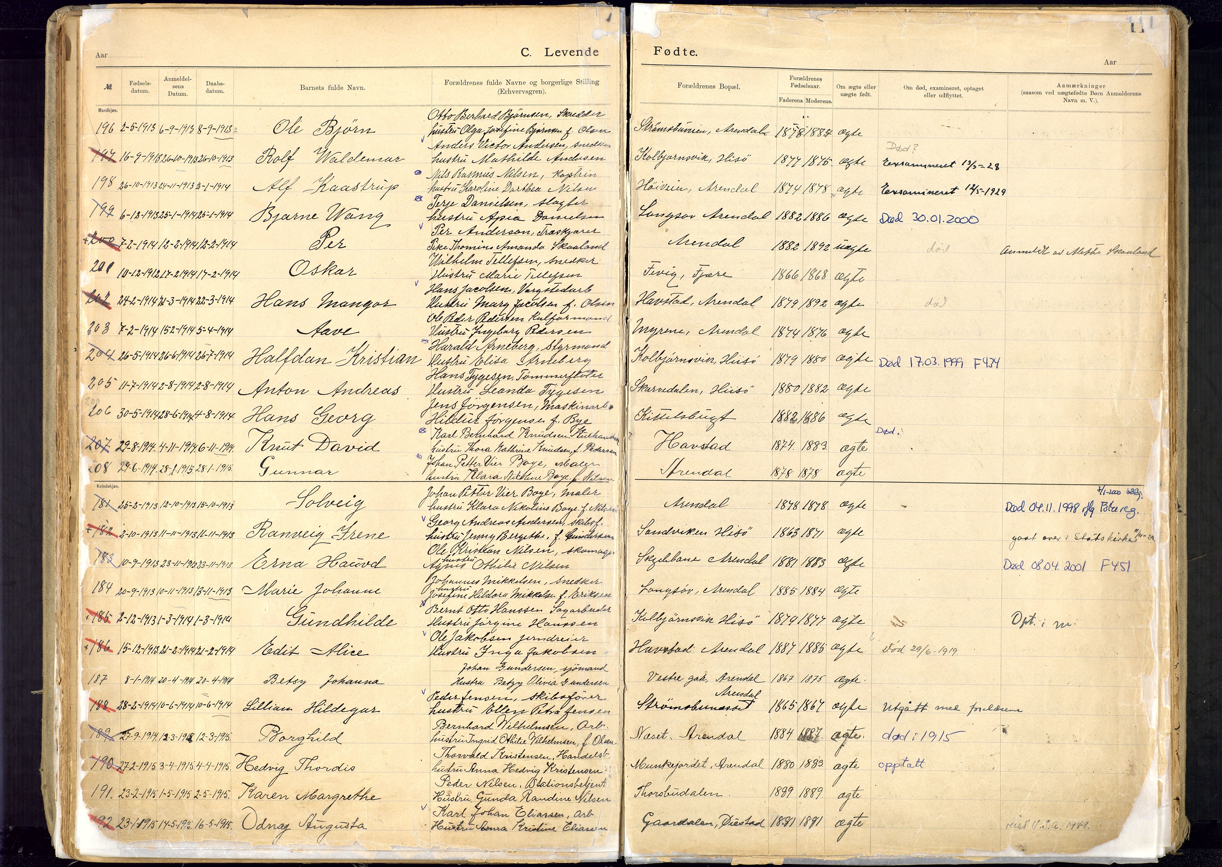 Metodistmenigheten, Arendal, SAK/1292-0011/F/Fa/L0005: Dissenter register no. 5, 1892-1942, p. 110