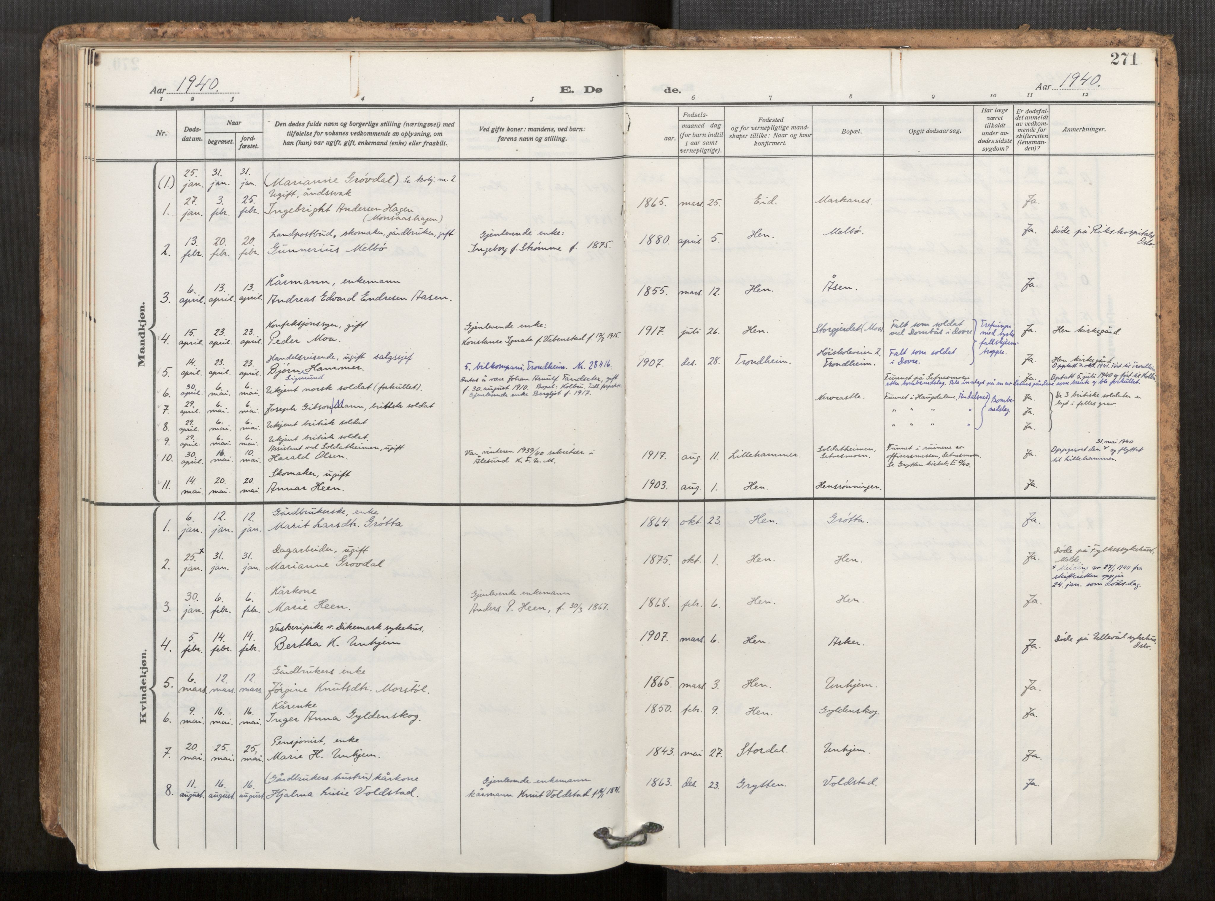 Ministerialprotokoller, klokkerbøker og fødselsregistre - Møre og Romsdal, SAT/A-1454/545/L0596: Parish register (official) no. 545A04, 1921-1956, p. 271
