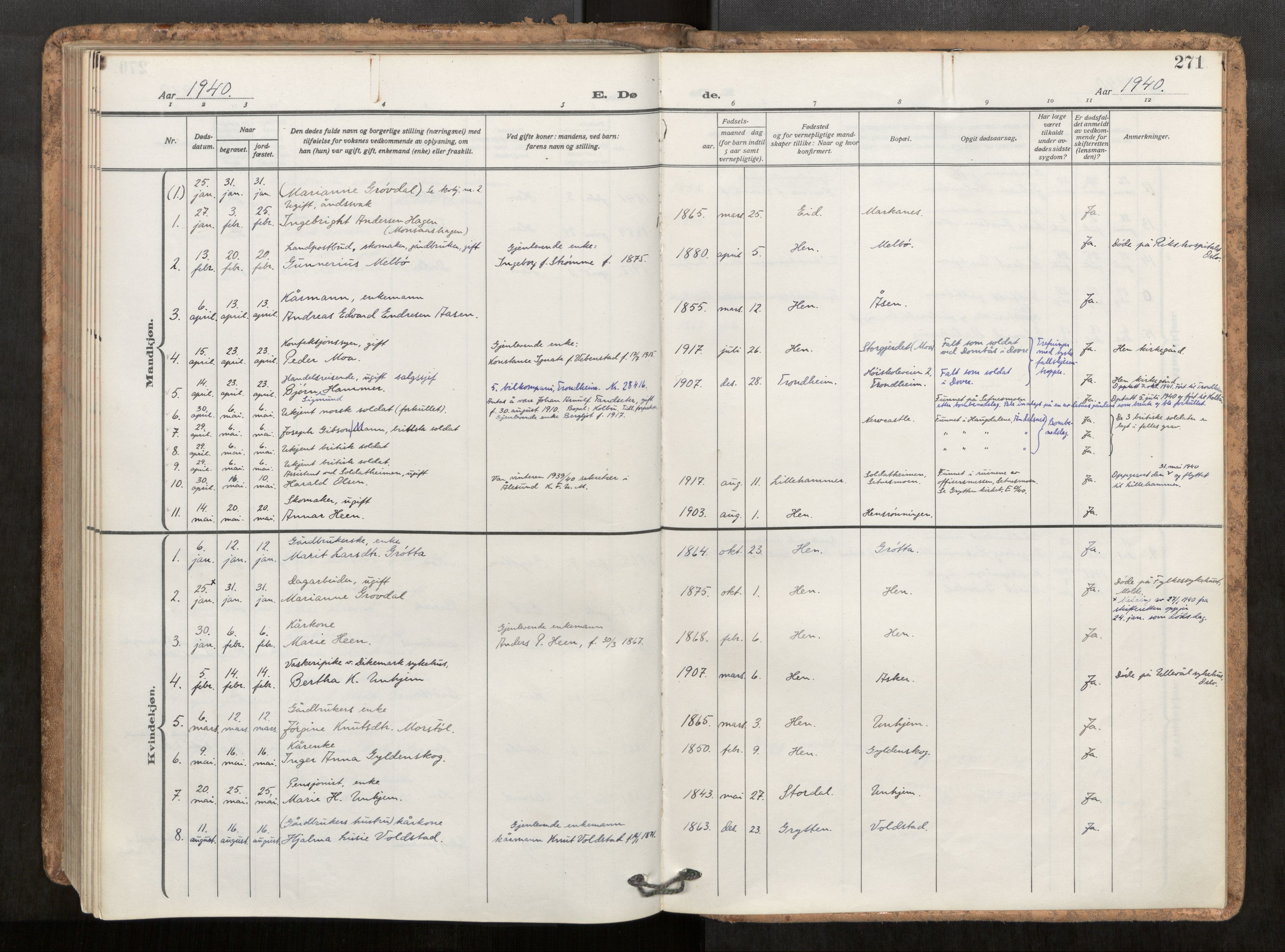 Ministerialprotokoller, klokkerbøker og fødselsregistre - Møre og Romsdal, AV/SAT-A-1454/545/L0596: Parish register (official) no. 545A04, 1921-1956, p. 271