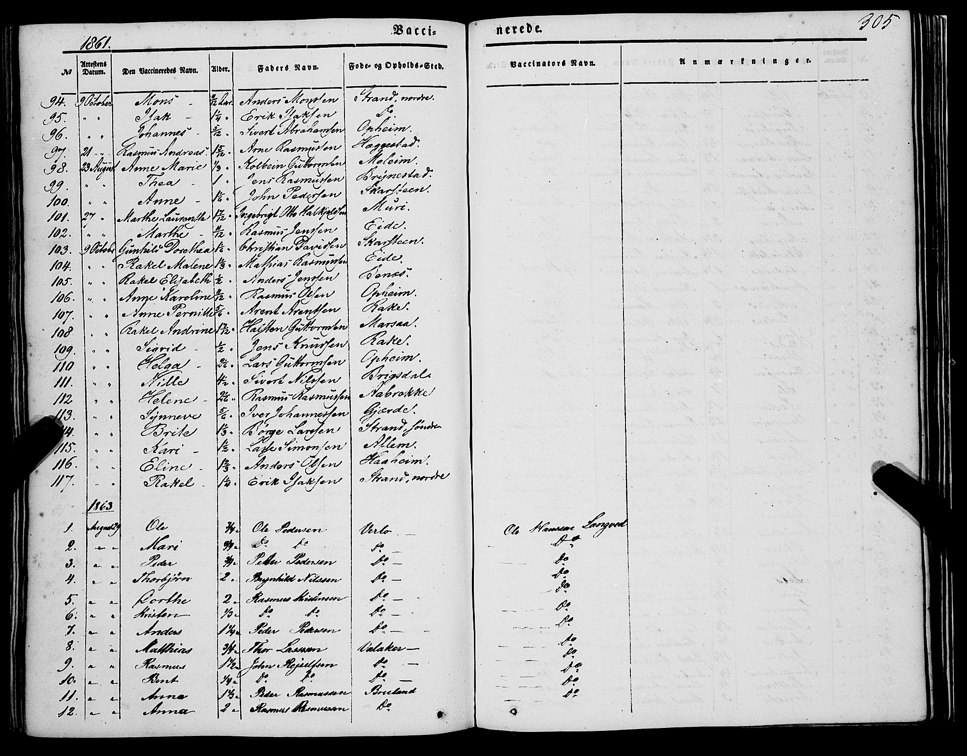 Innvik sokneprestembete, AV/SAB-A-80501: Parish register (official) no. A 5, 1847-1865, p. 305