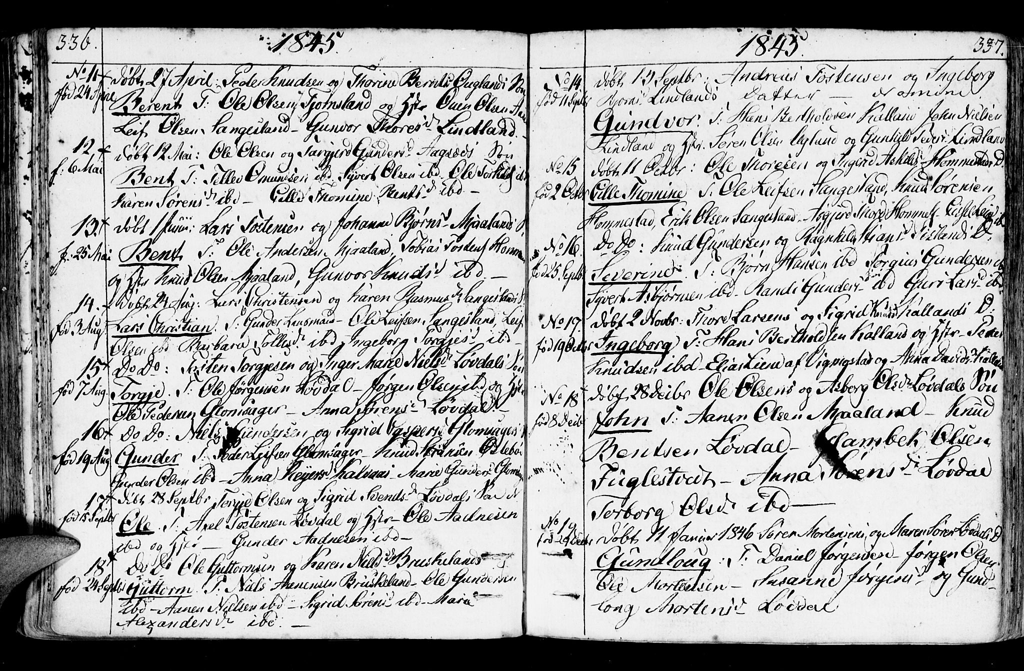 Holum sokneprestkontor, AV/SAK-1111-0022/F/Fa/Fab/L0004: Parish register (official) no. A 4, 1774-1847, p. 336-337