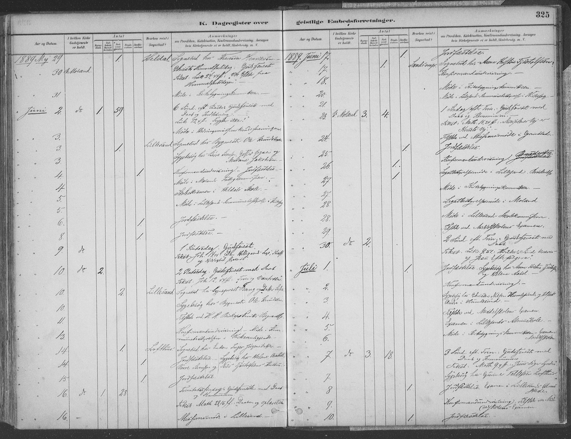 Vestre Moland sokneprestkontor, AV/SAK-1111-0046/F/Fa/Fab/L0009: Parish register (official) no. A 9, 1884-1899, p. 325