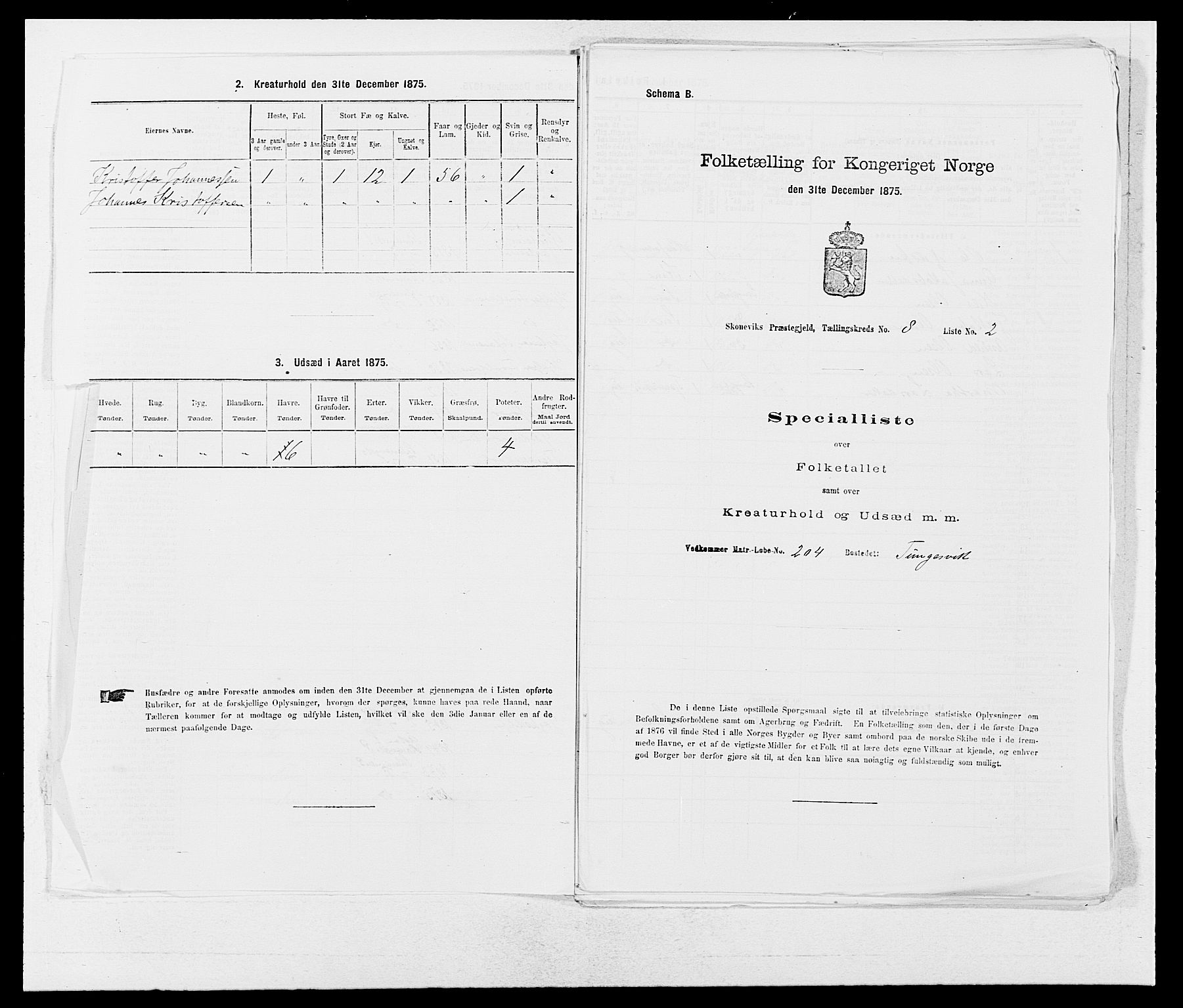 SAB, 1875 census for 1212P Skånevik, 1875, p. 872