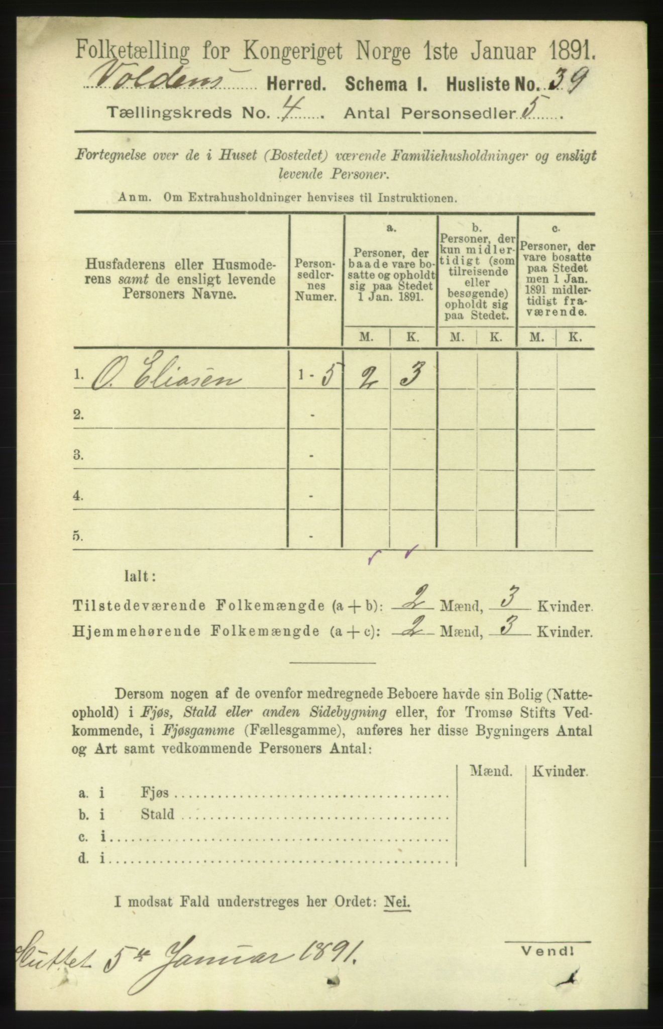 RA, 1891 census for 1519 Volda, 1891, p. 1965