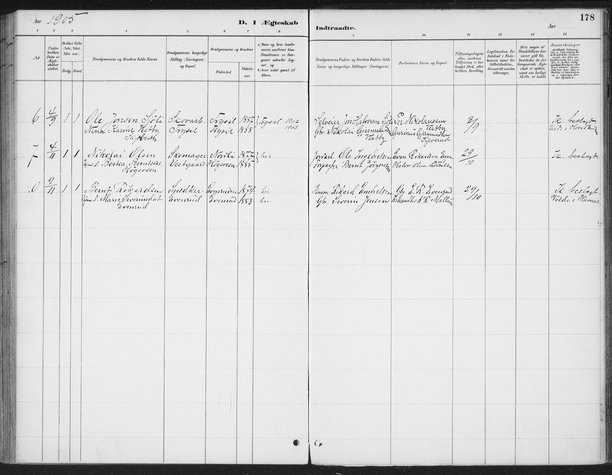 Romedal prestekontor, AV/SAH-PREST-004/K/L0008: Parish register (official) no. 8, 1887-1905, p. 178