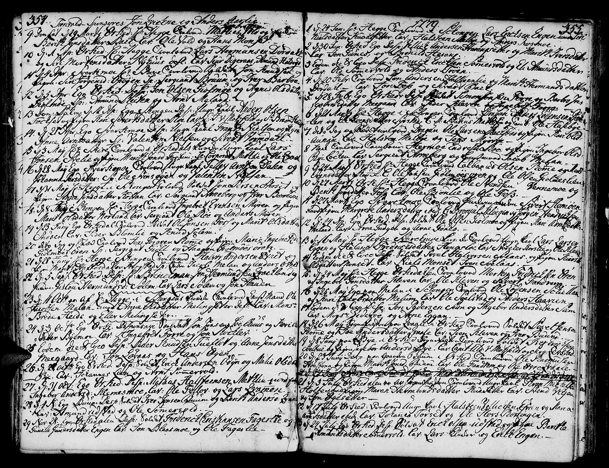 Ministerialprotokoller, klokkerbøker og fødselsregistre - Sør-Trøndelag, SAT/A-1456/668/L0802: Parish register (official) no. 668A02, 1776-1799, p. 354-355