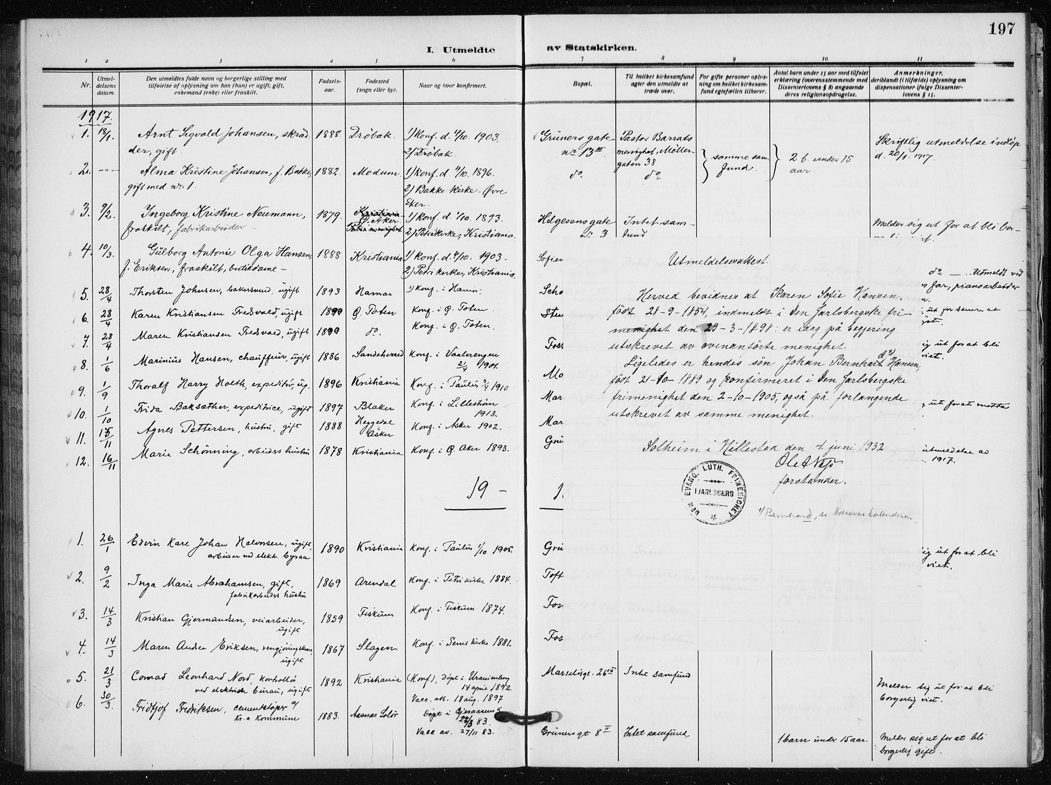 Hauge prestekontor Kirkebøker, AV/SAO-A-10849/F/Fa/L0002: Parish register (official) no. 2, 1917-1938, p. 197