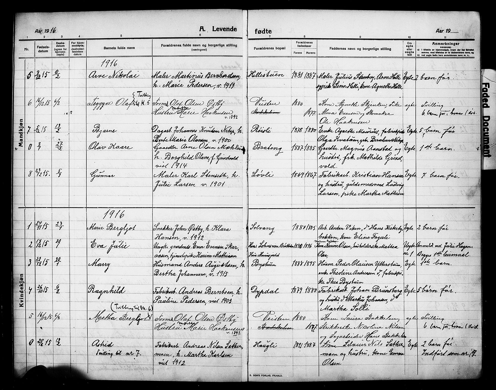 Vardal prestekontor, SAH/PREST-100/H/Ha/Hab/L0016: Parish register (copy) no. 16, 1915-1929