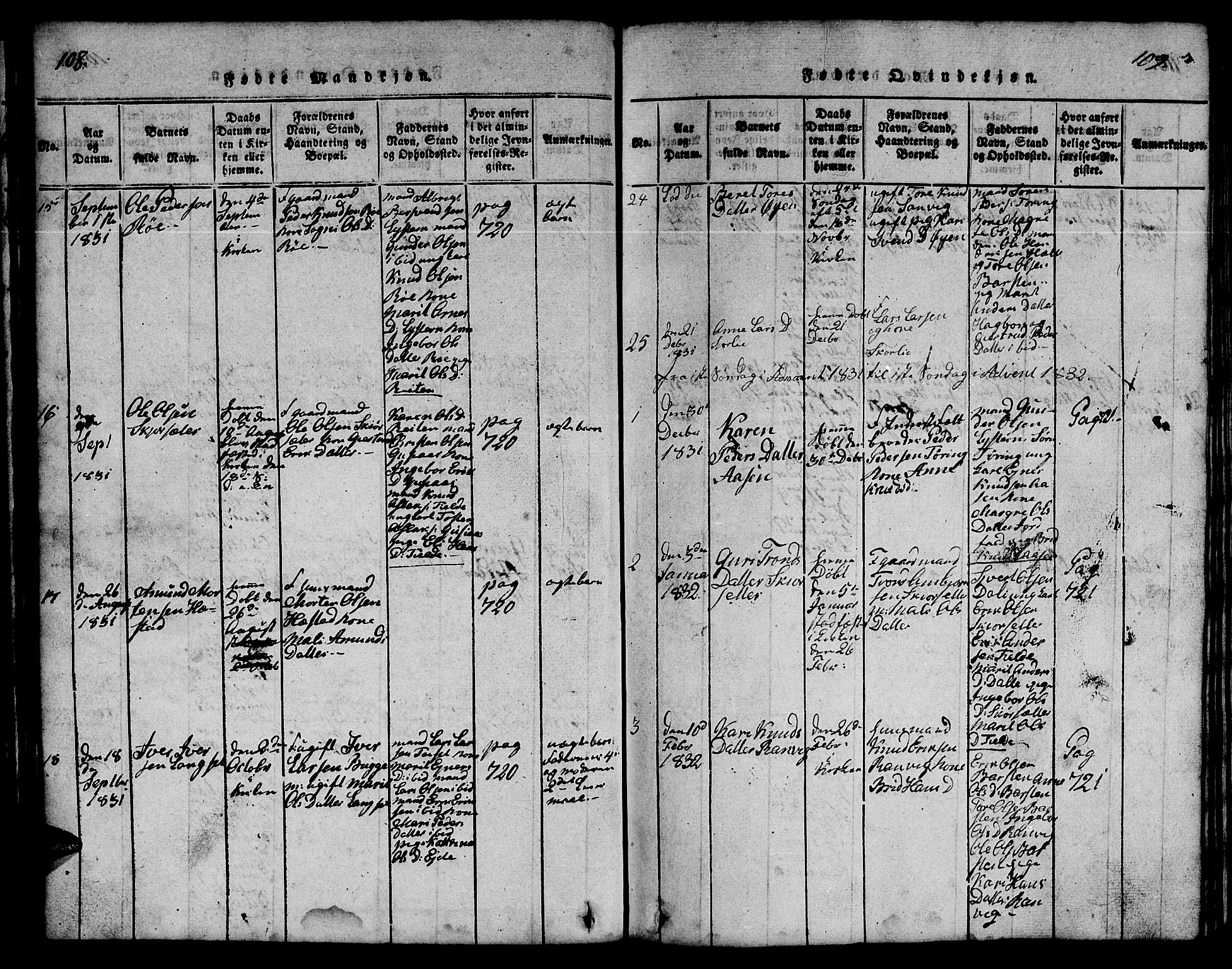 Ministerialprotokoller, klokkerbøker og fødselsregistre - Møre og Romsdal, SAT/A-1454/551/L0629: Parish register (copy) no. 551C01, 1818-1839, p. 108-109