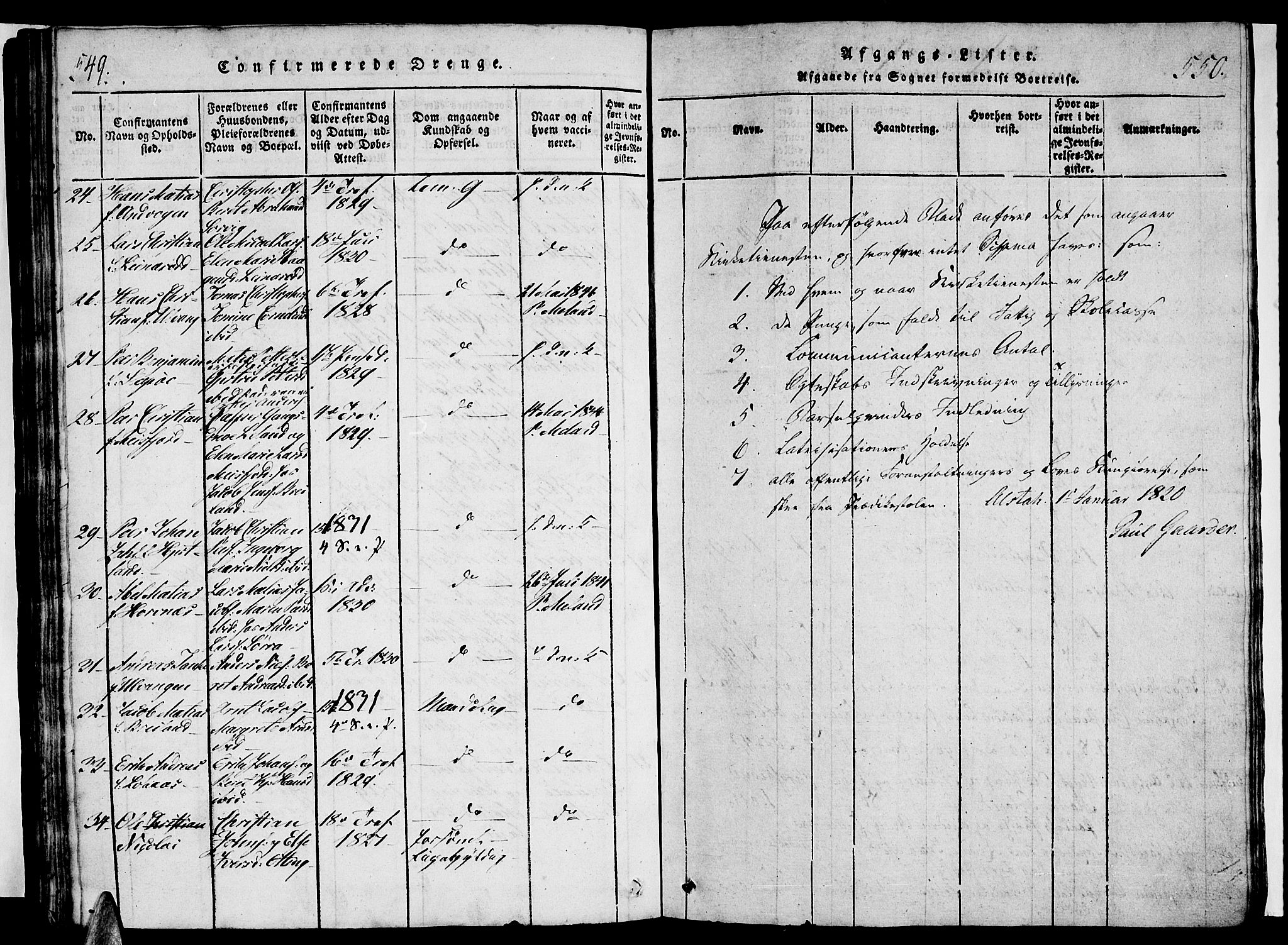 Ministerialprotokoller, klokkerbøker og fødselsregistre - Nordland, AV/SAT-A-1459/834/L0510: Parish register (copy) no. 834C01, 1820-1847, p. 549-550