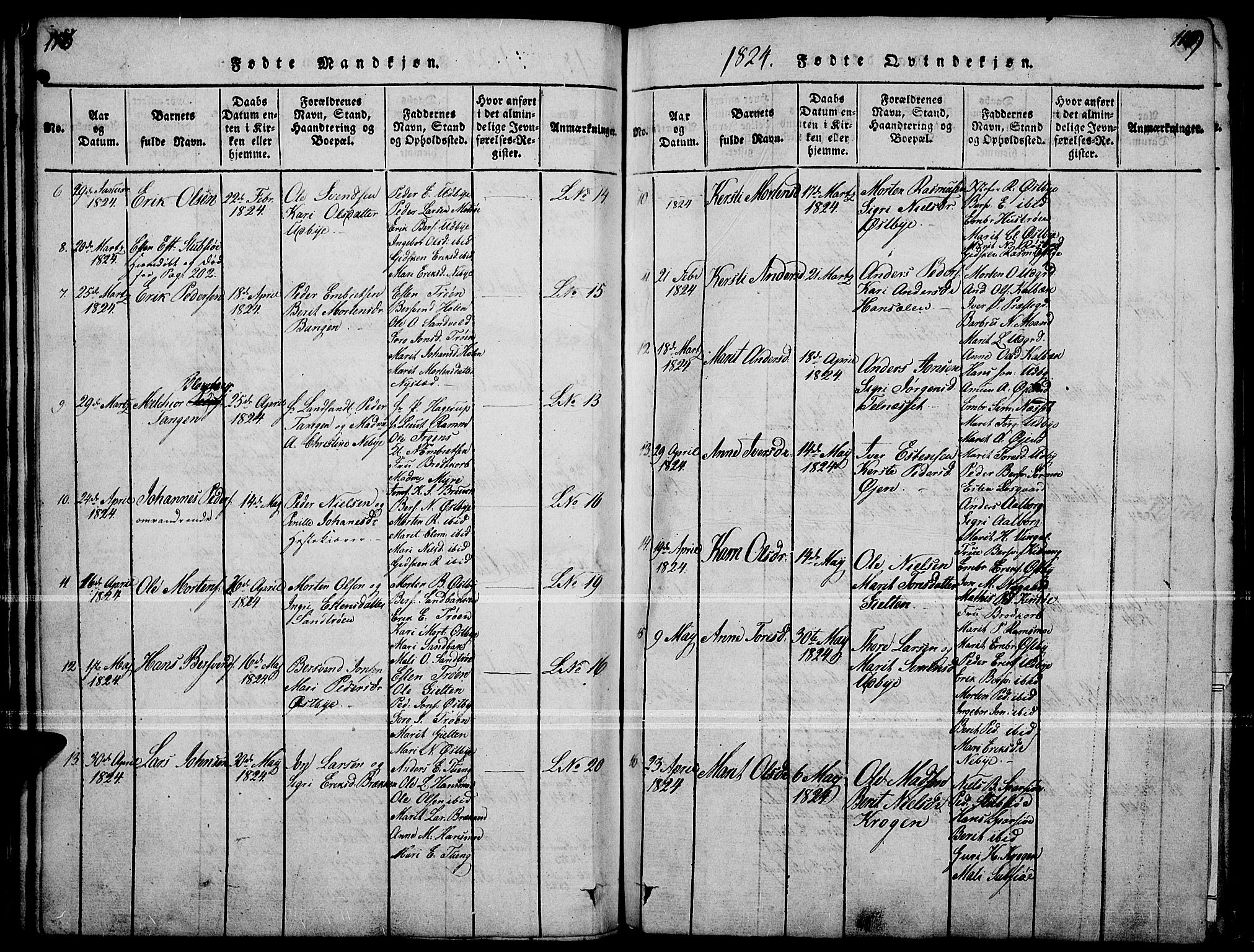 Tynset prestekontor, SAH/PREST-058/H/Ha/Haa/L0018: Parish register (official) no. 18, 1815-1829, p. 118-119