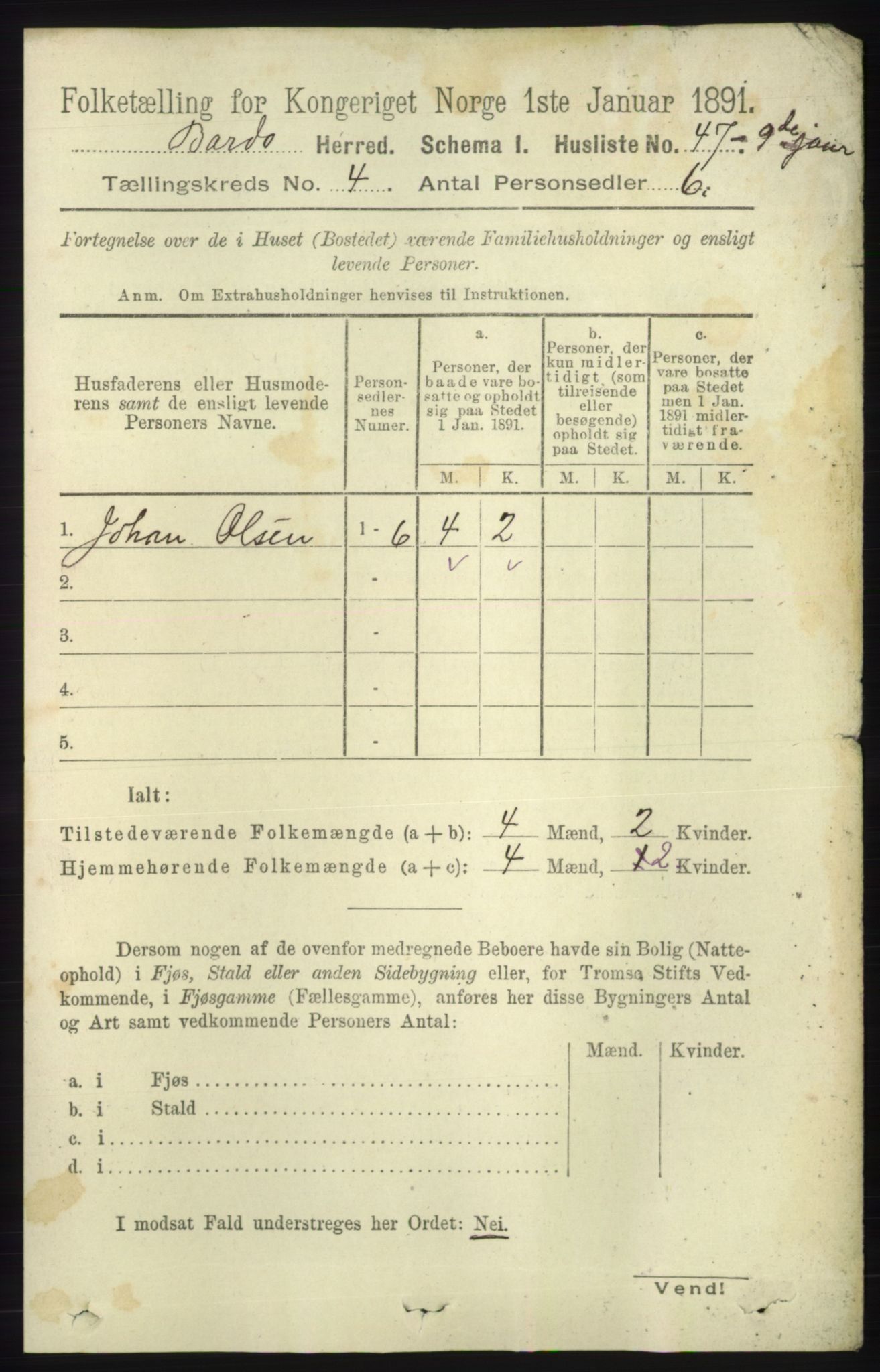 RA, 1891 census for 1922 Bardu, 1891, p. 1325